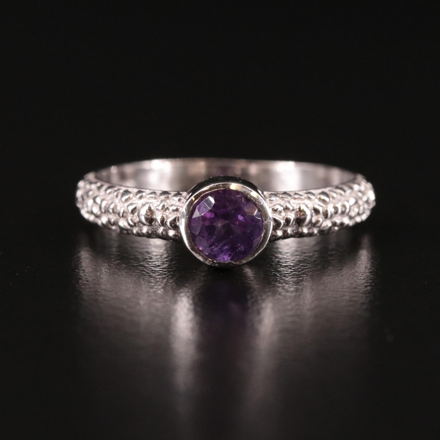 Sterling Amethyst Tapered Ring