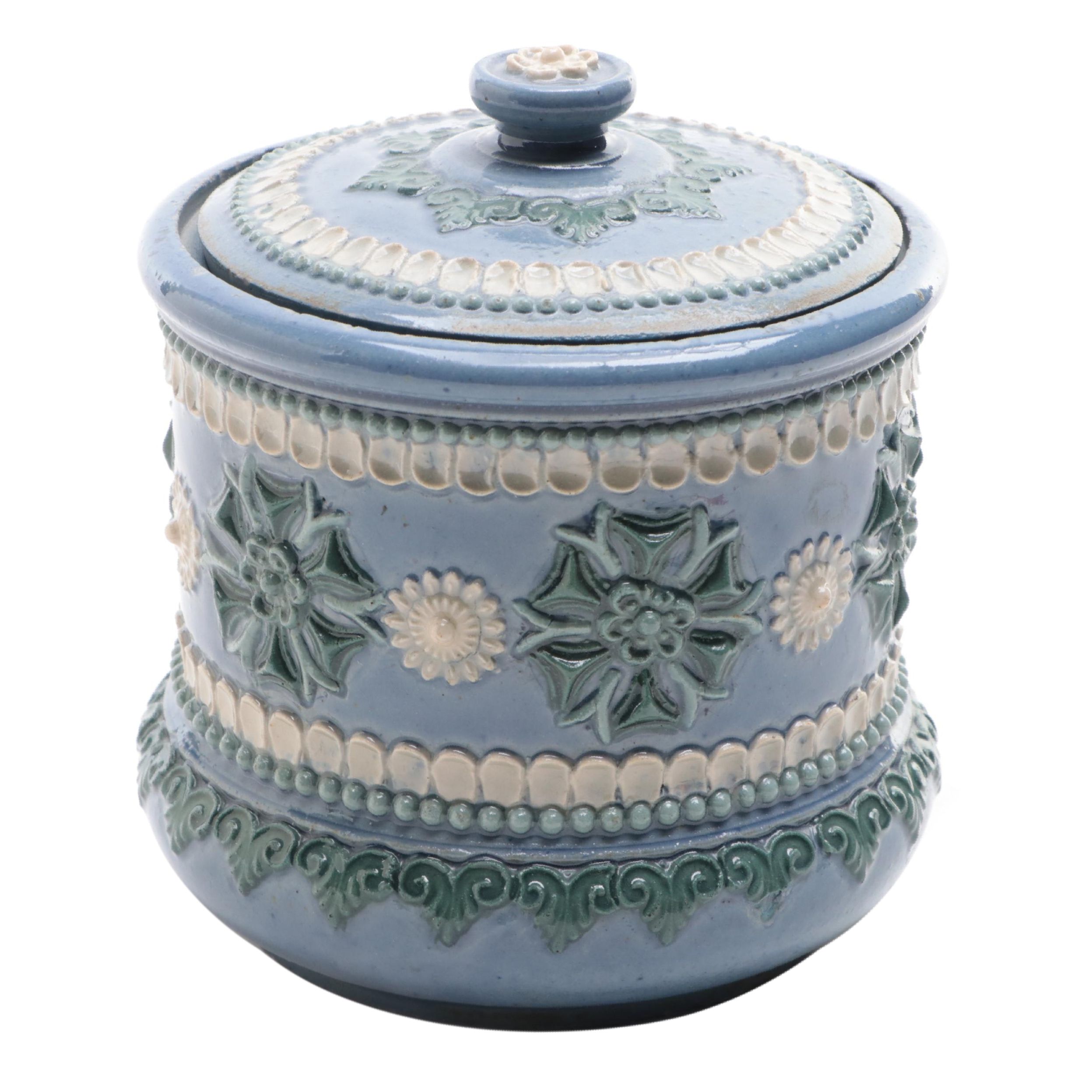 Doulton Lambeth Glazed Earthenware Humidor or Tobacco Jar