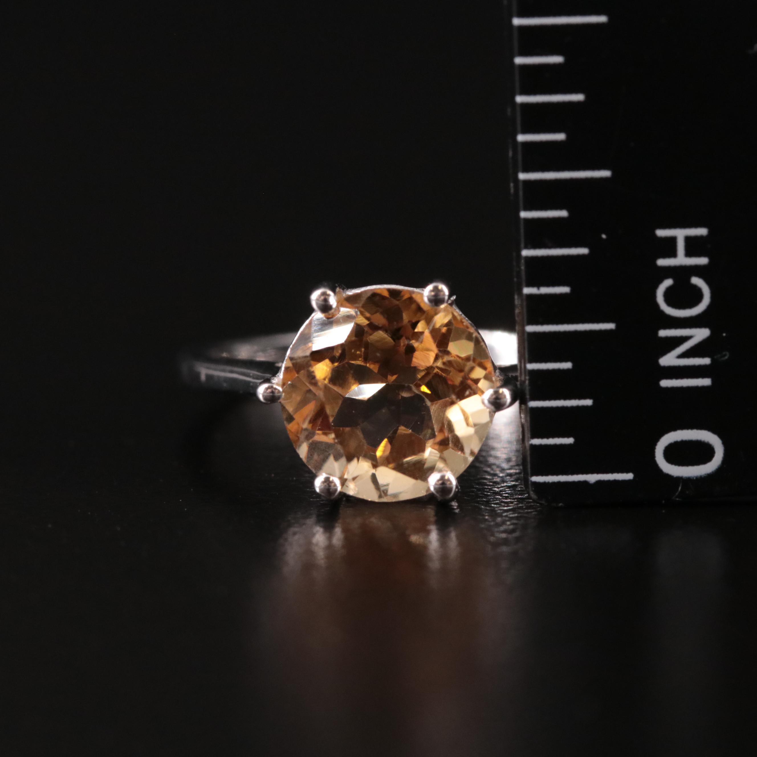 Sterling Citrine Solitaire Ring