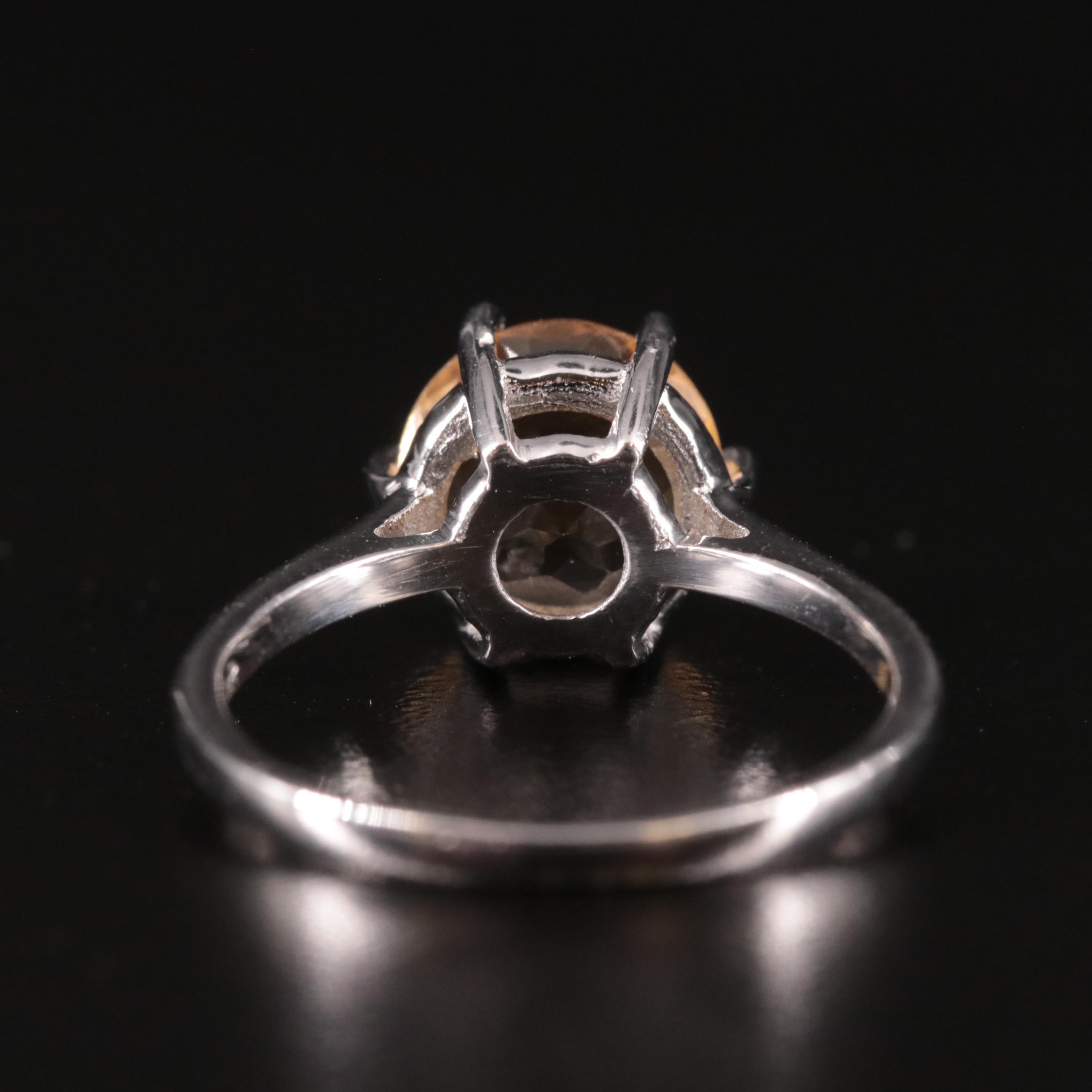 Sterling Citrine Solitaire Ring