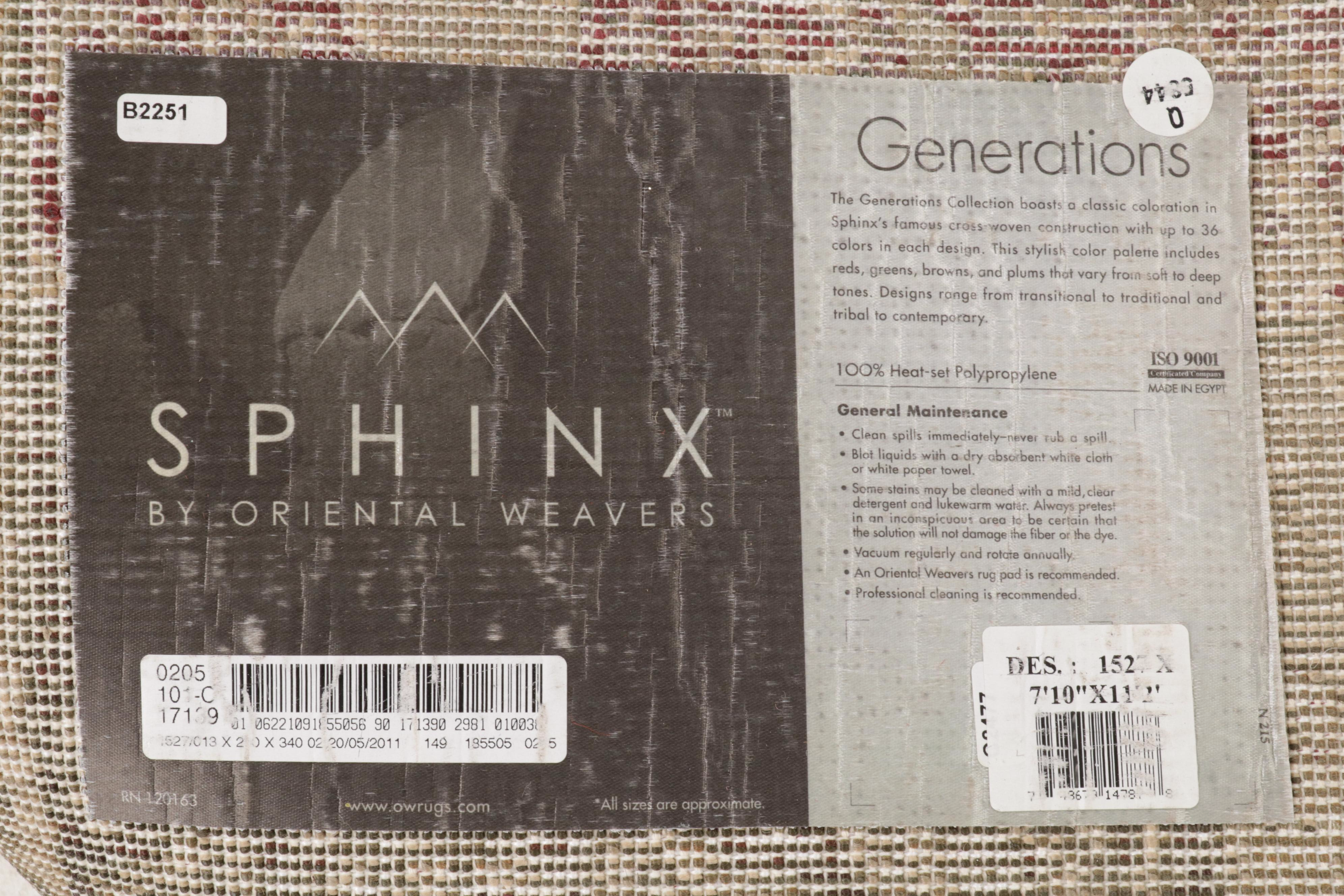 8' x 11'2 Machine Made Oriental Weavers Egyptian Synthetic Area Rug