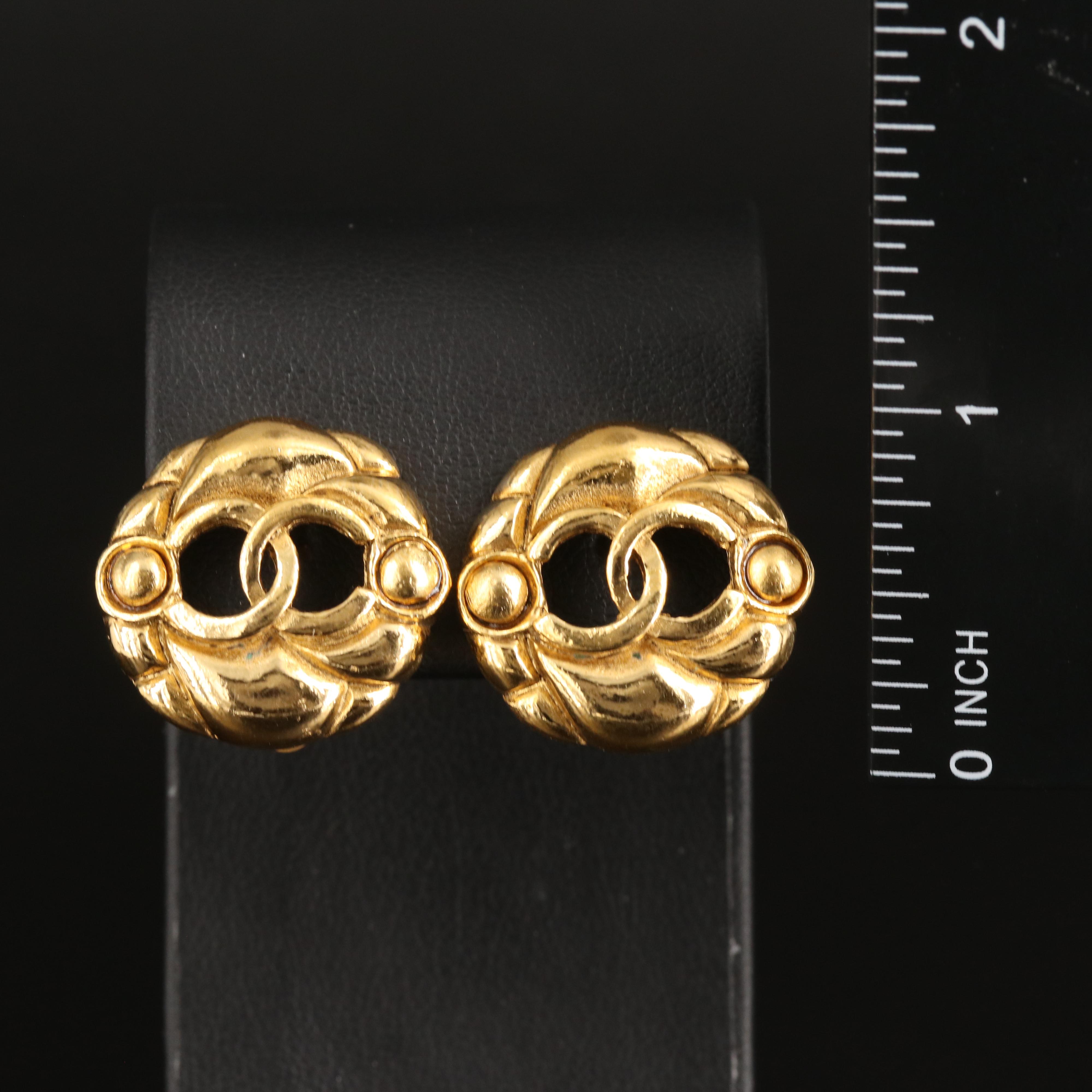 Chanel Logo Button Earrings
