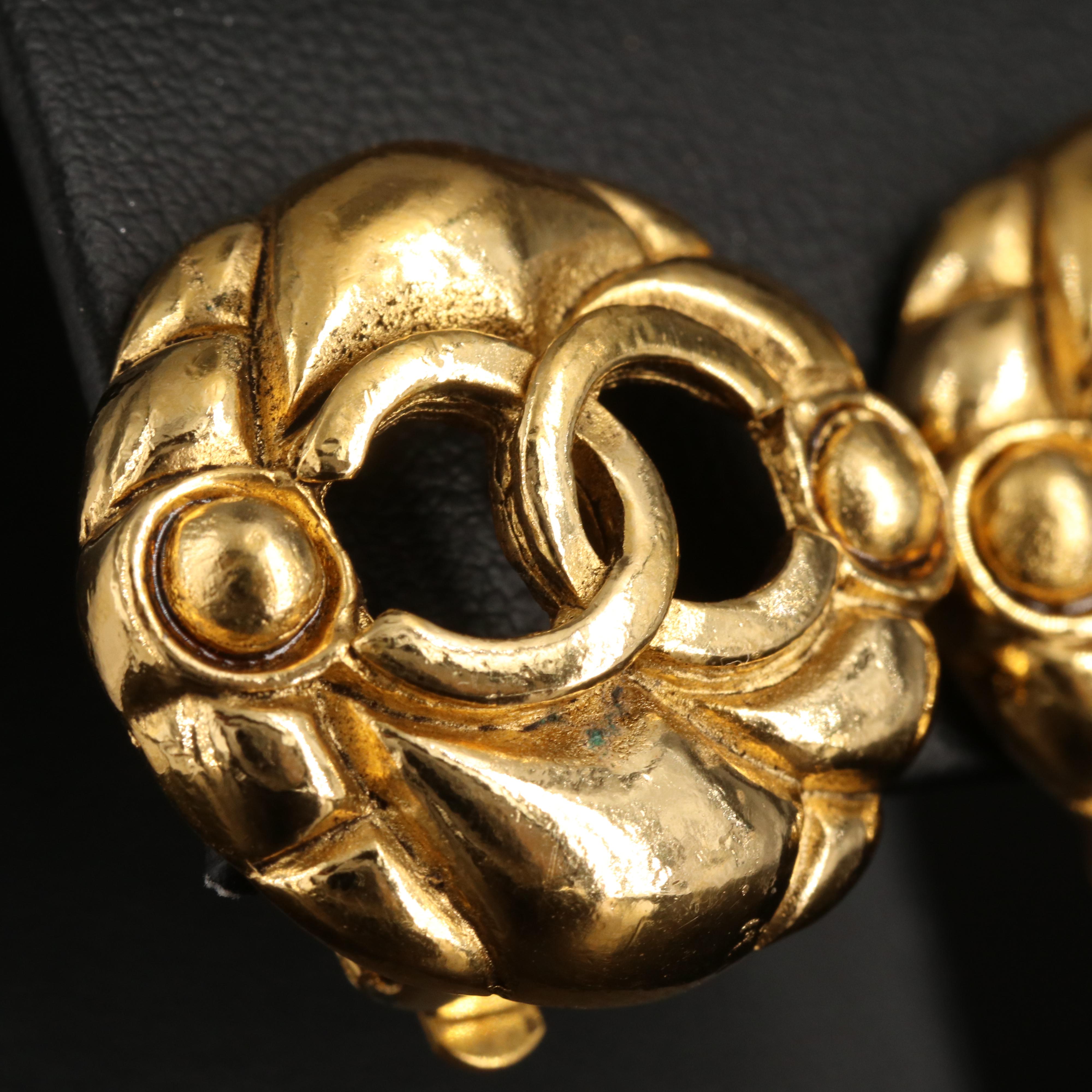 Chanel Logo Button Earrings