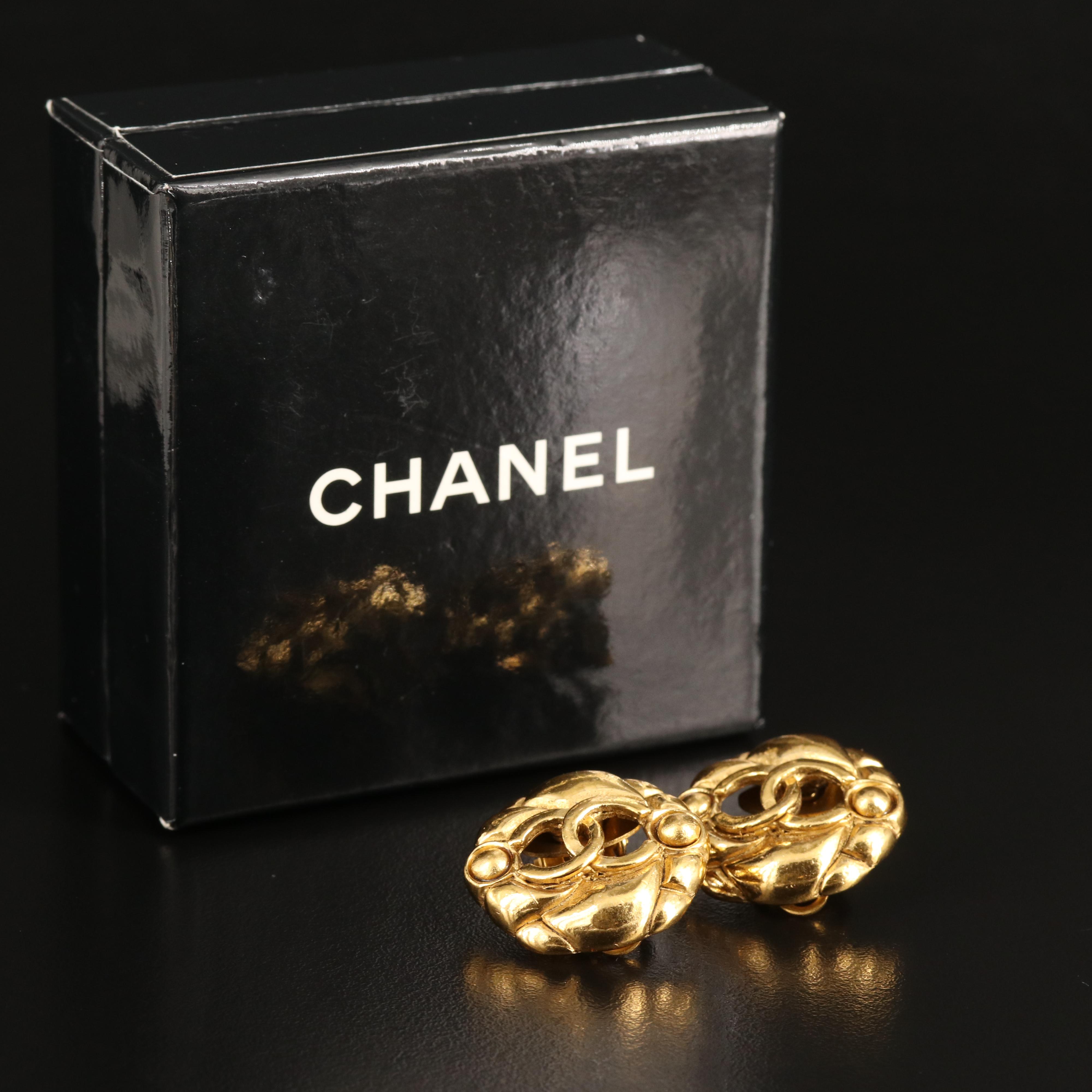 Chanel Logo Button Earrings