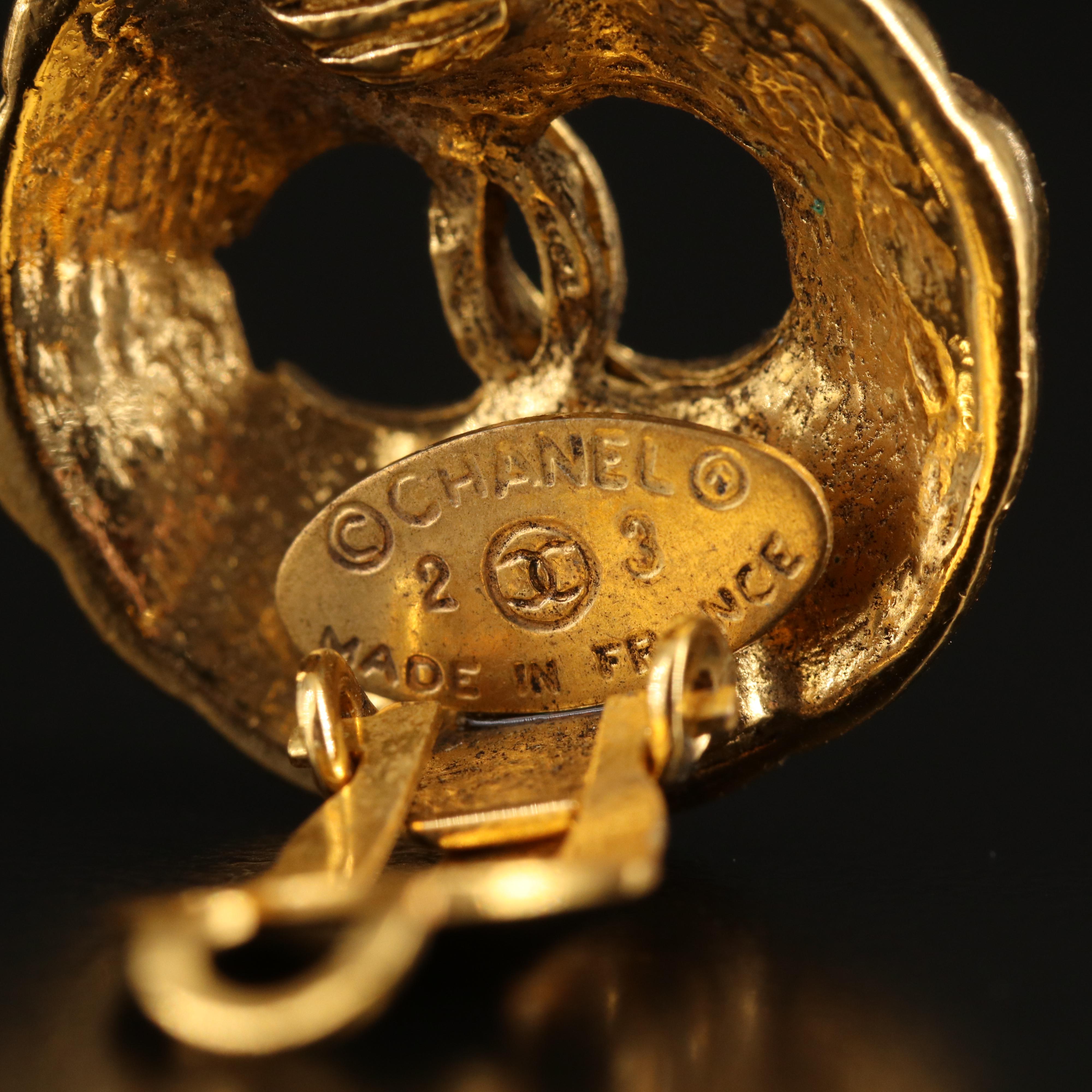 Chanel Logo Button Earrings