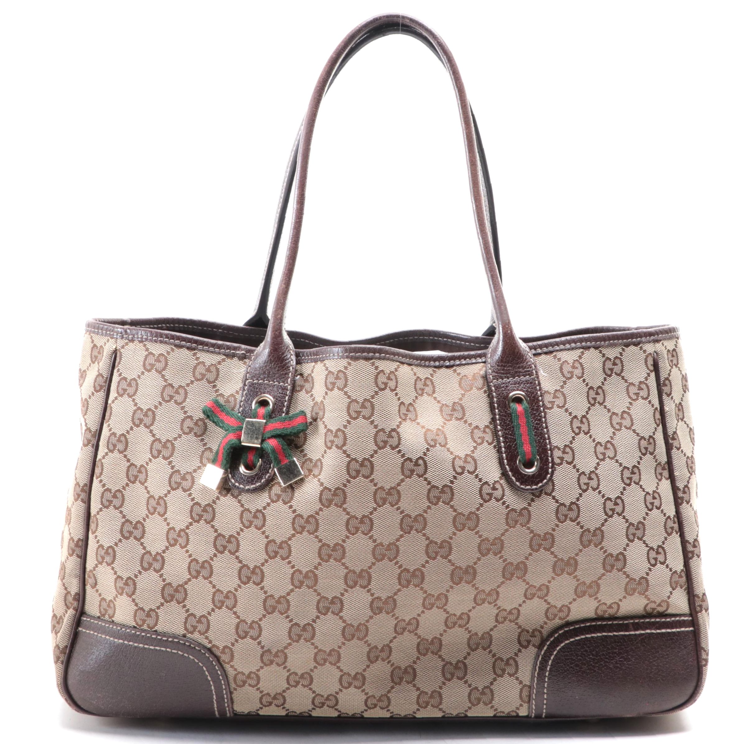 Gucci Princy GG Canvas and Cinghiale Leather Shoulder Bag