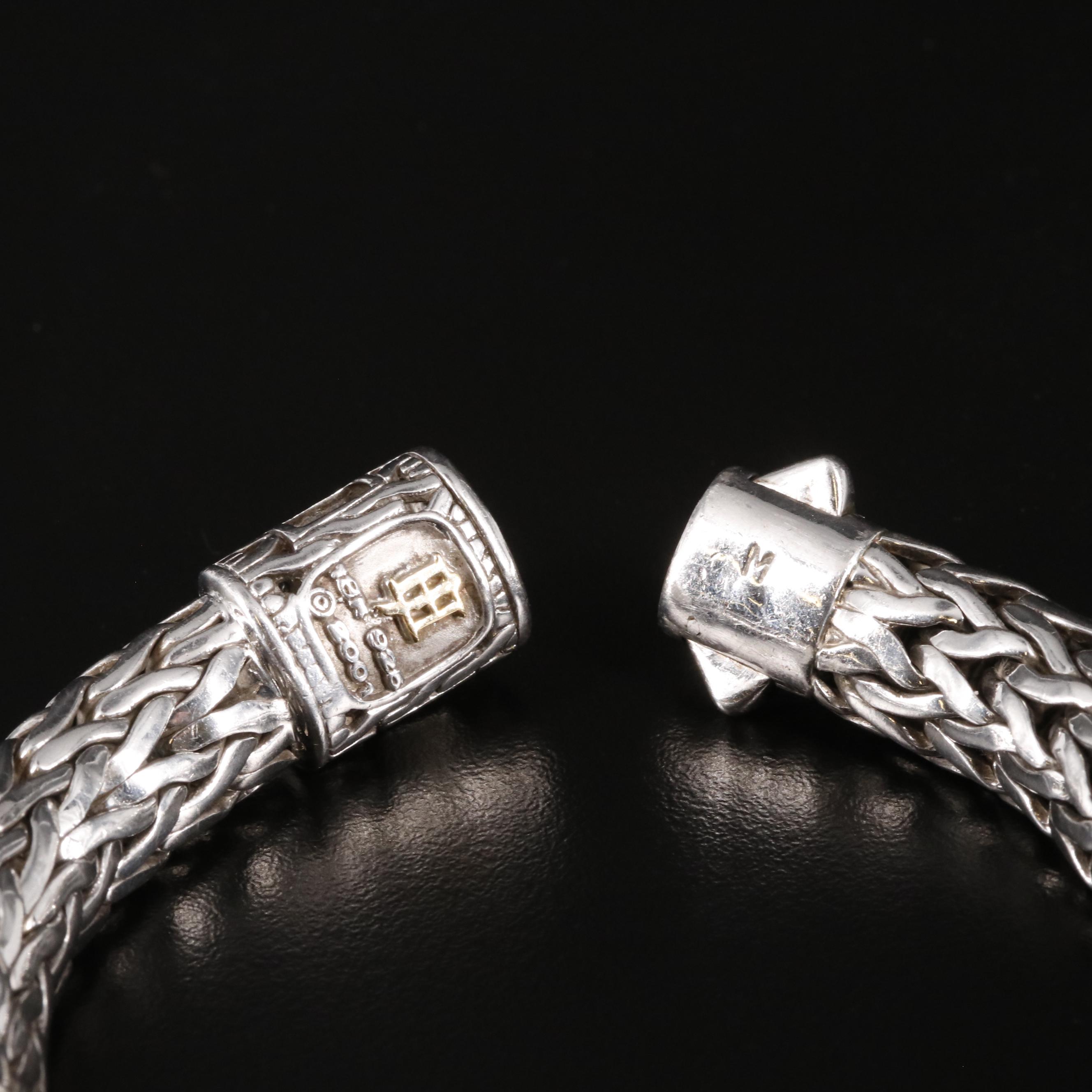 John Hardy Classic Sterling Silver Diamond Chain Bracelet with 18K Accents