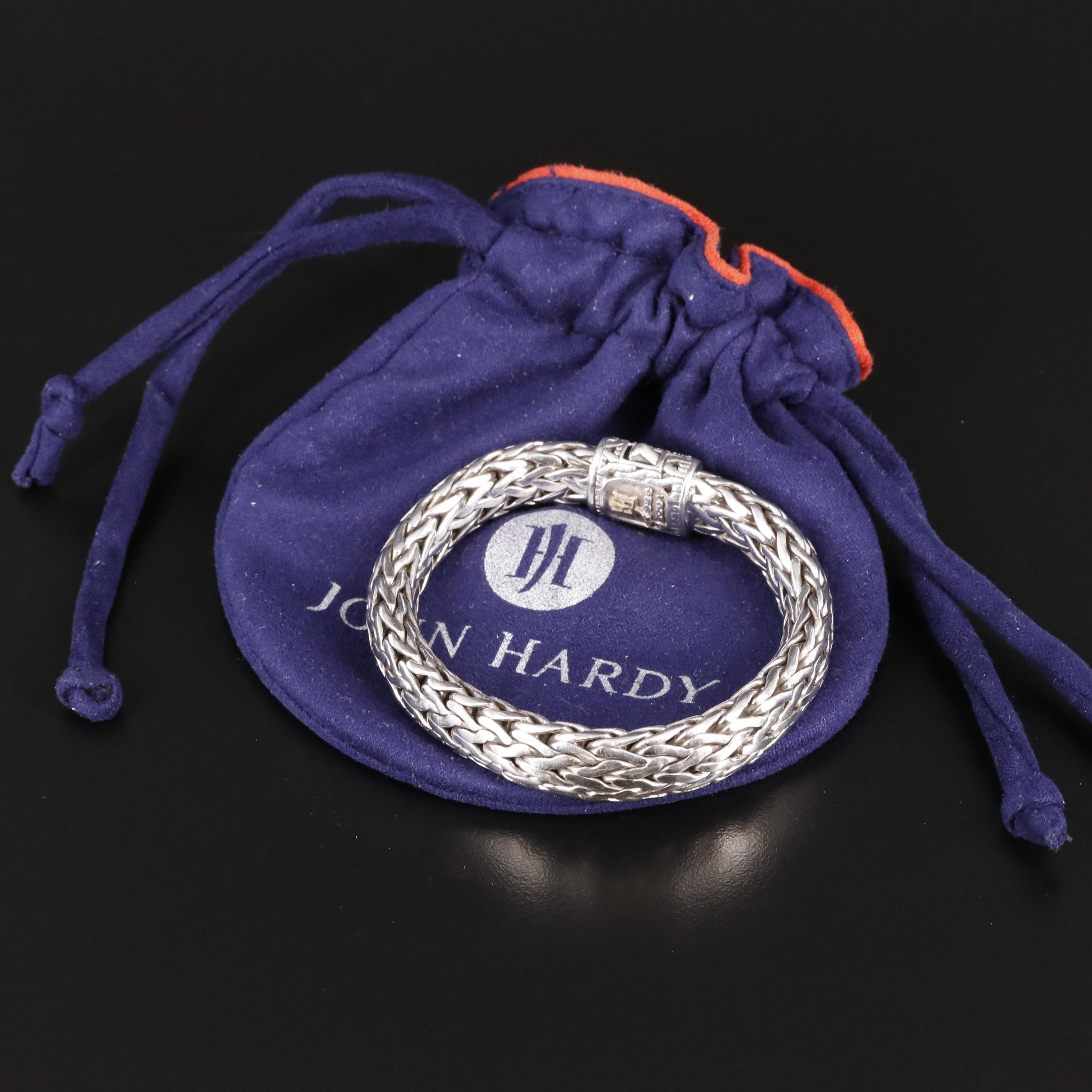 John Hardy Classic Sterling Silver Diamond Chain Bracelet with 18K Accents