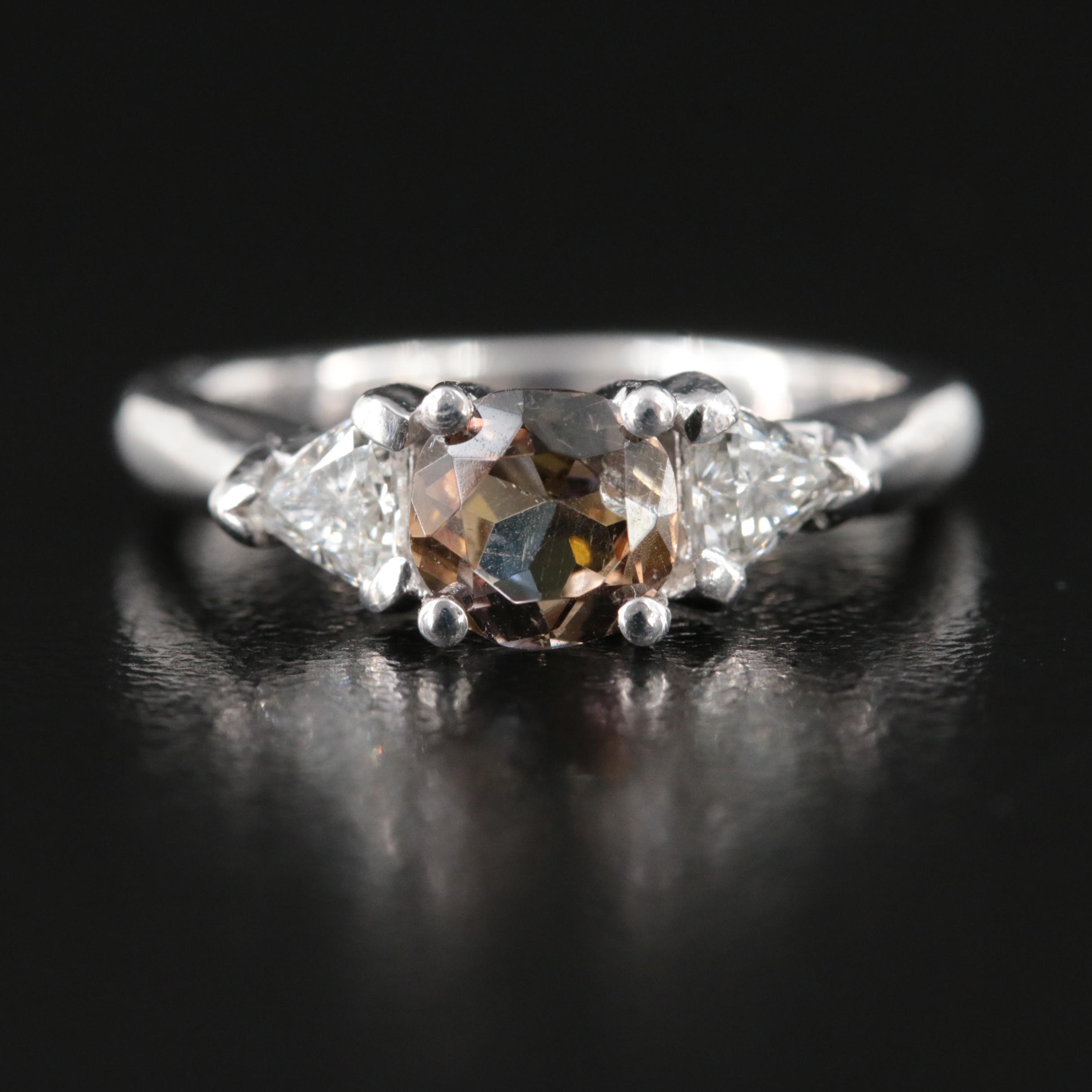 Platinum Zoisite and Diamond Ring with GIA Report