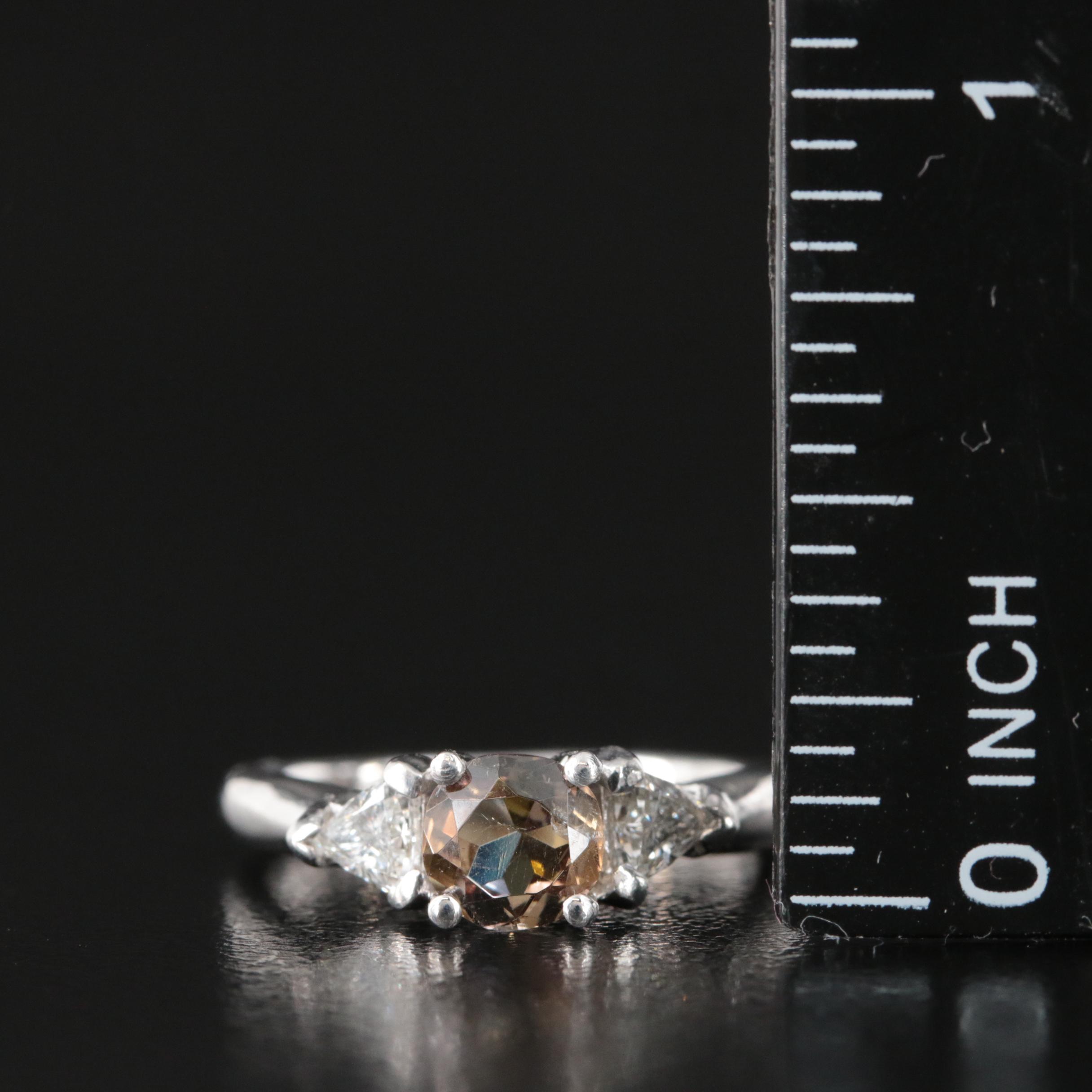 Platinum Zoisite and Diamond Ring with GIA Report