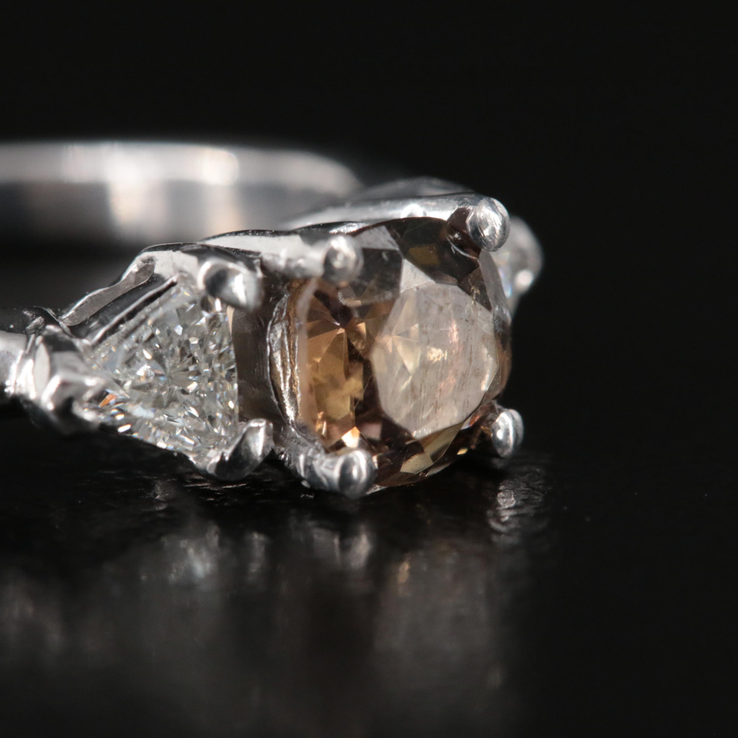 Platinum Zoisite and Diamond Ring with GIA Report