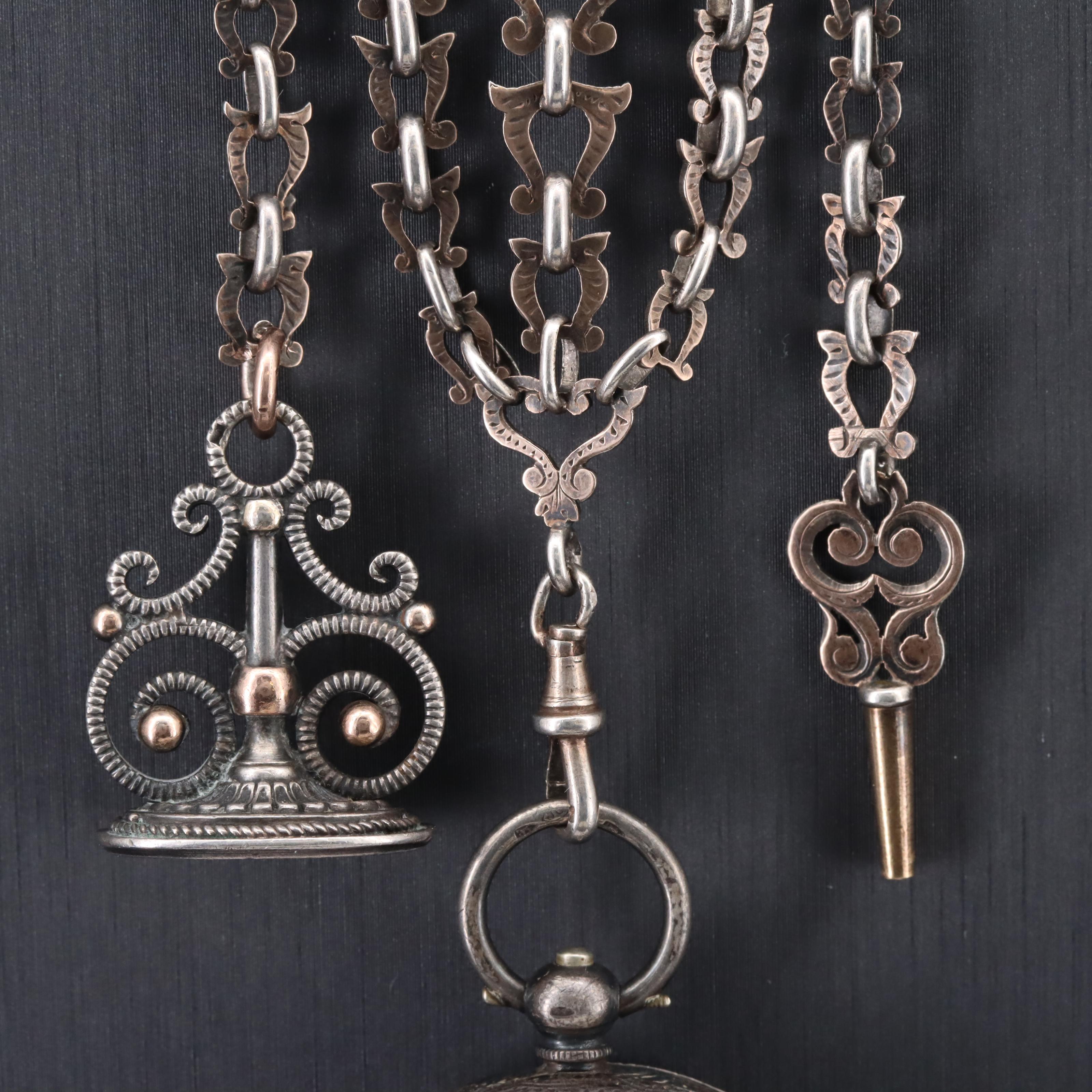 Vintage Chatelaine and 935 Silver LaBelle Pocket Watch