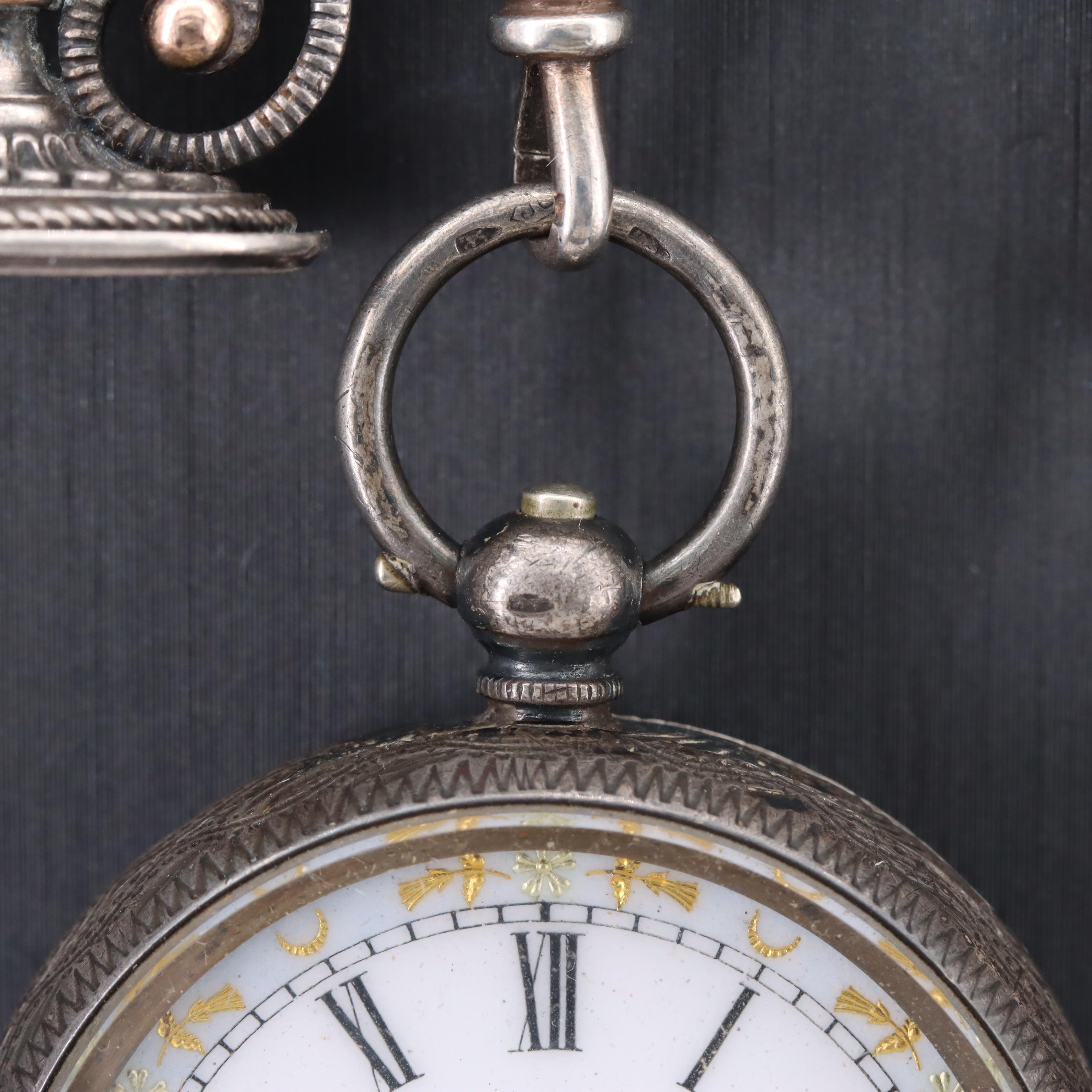 Vintage Chatelaine and 935 Silver LaBelle Pocket Watch