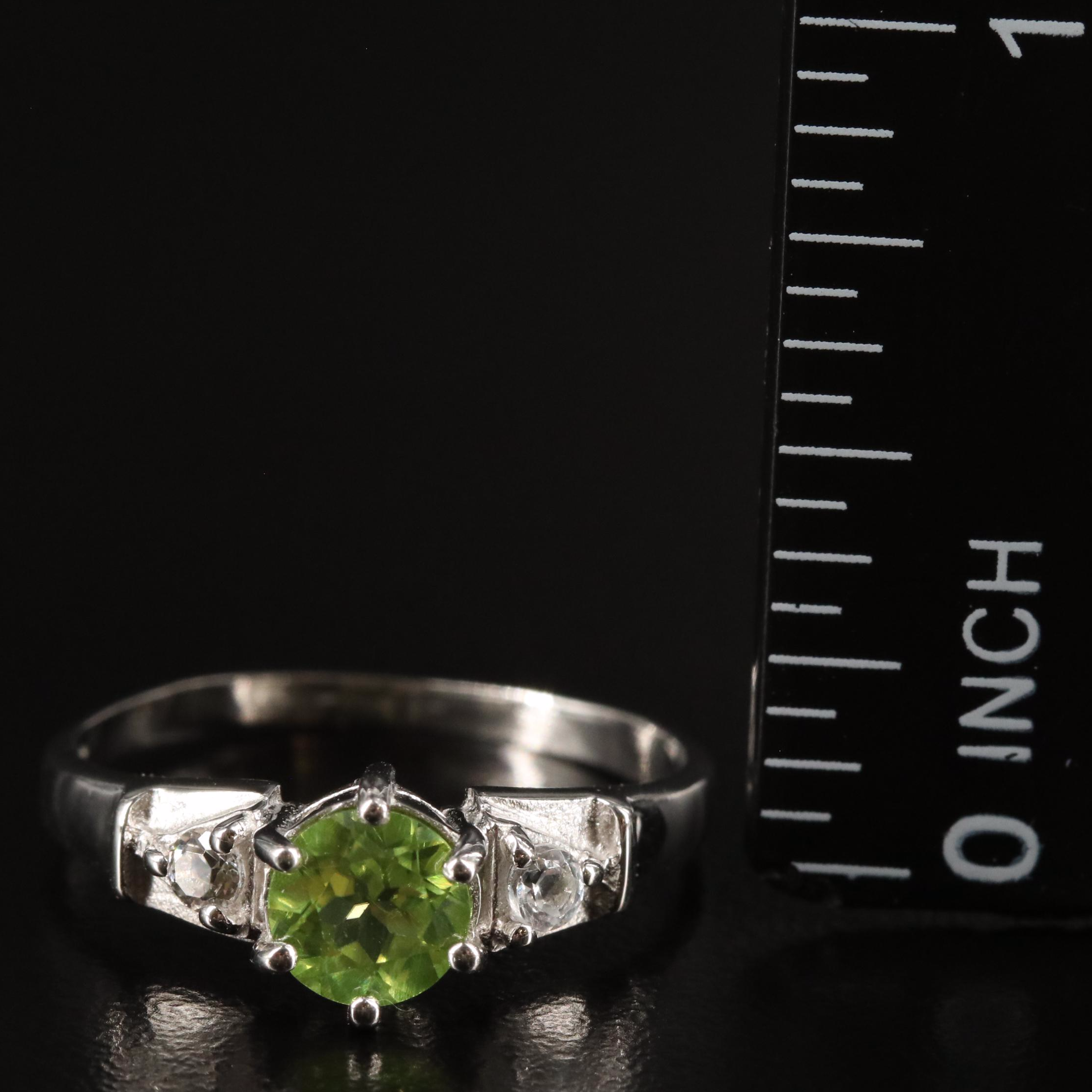 Sterling Peridot and White Topaz Ring