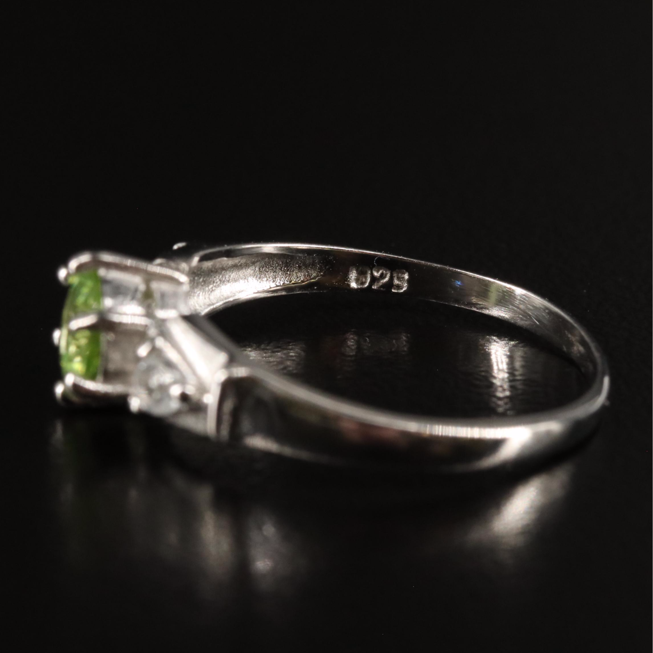 Sterling Peridot and White Topaz Ring