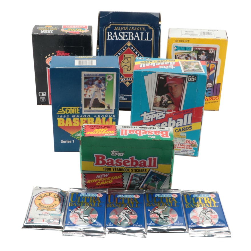 Topps, Score and More Baseball Card Wax Packs and Boxes, 1980s–1990s