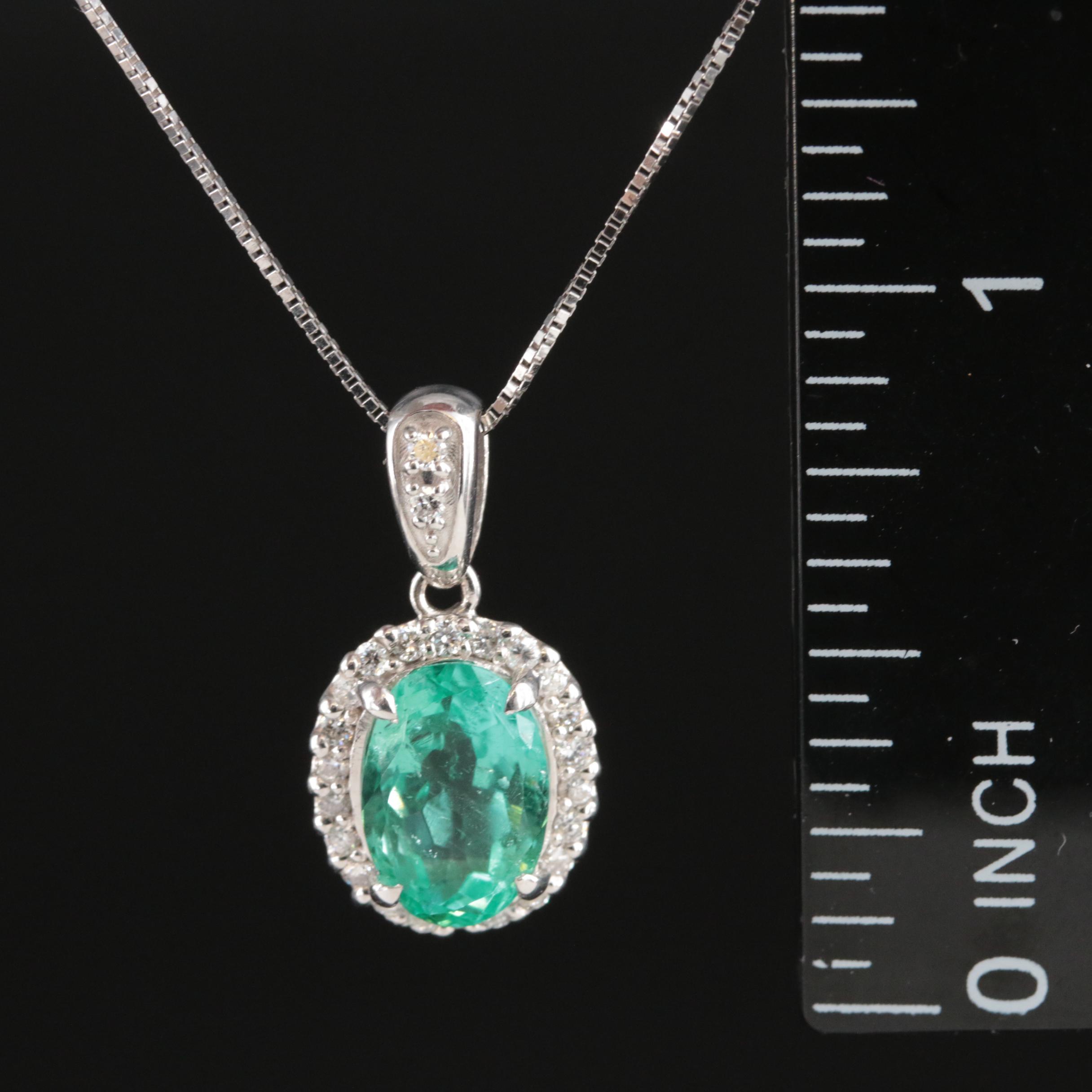 18K 1.83 CTW Emerald and Diamond Pendant Necklace with GIA Report