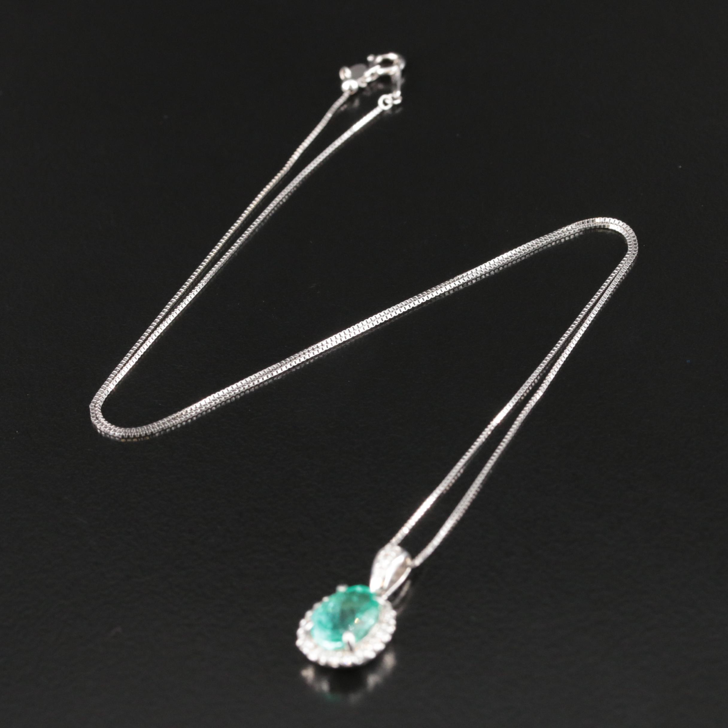 18K 1.83 CTW Emerald and Diamond Pendant Necklace with GIA Report
