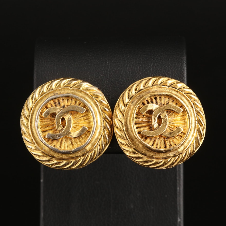 Chanel Logo Earrings with Braided Edge