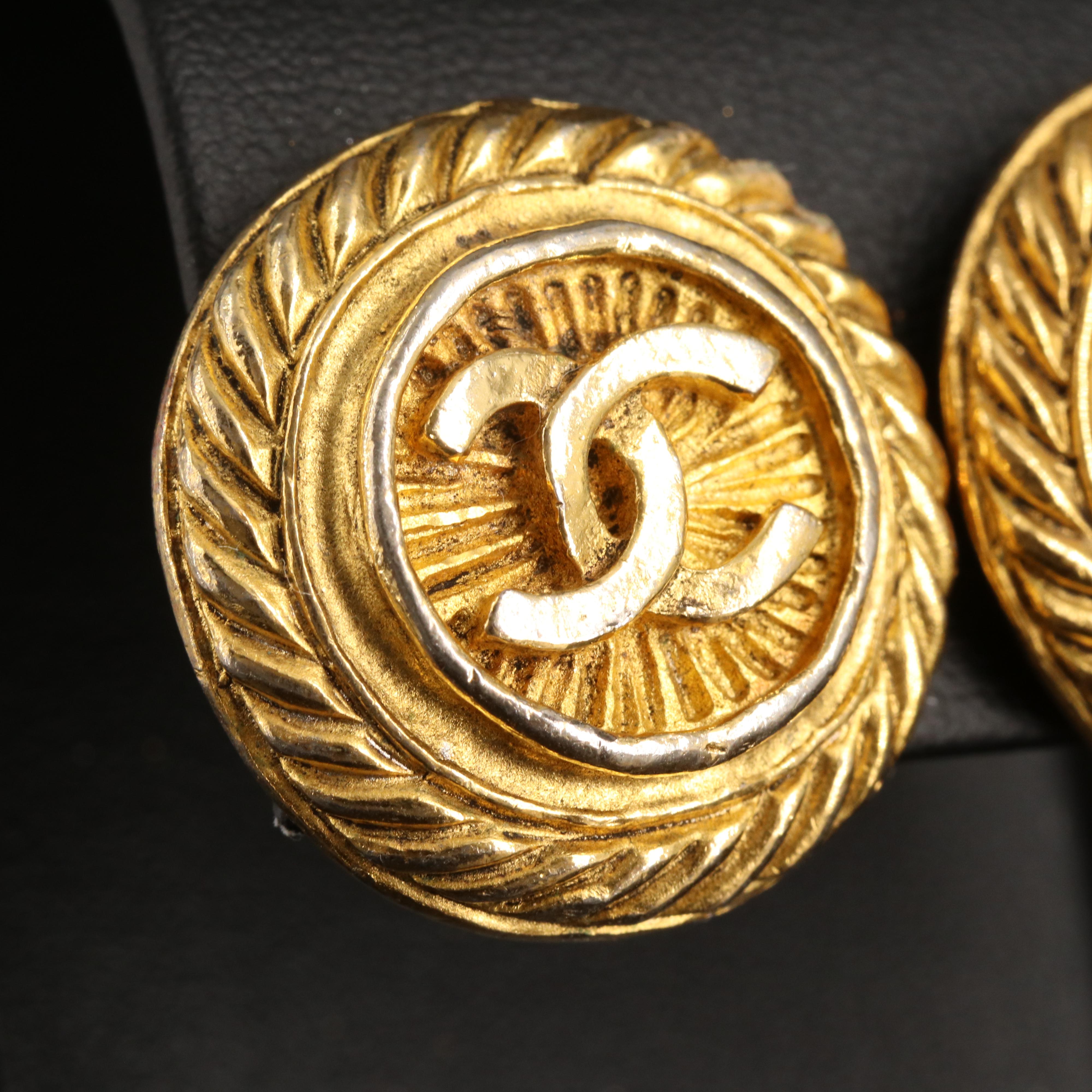 Chanel Logo Earrings with Braided Edge