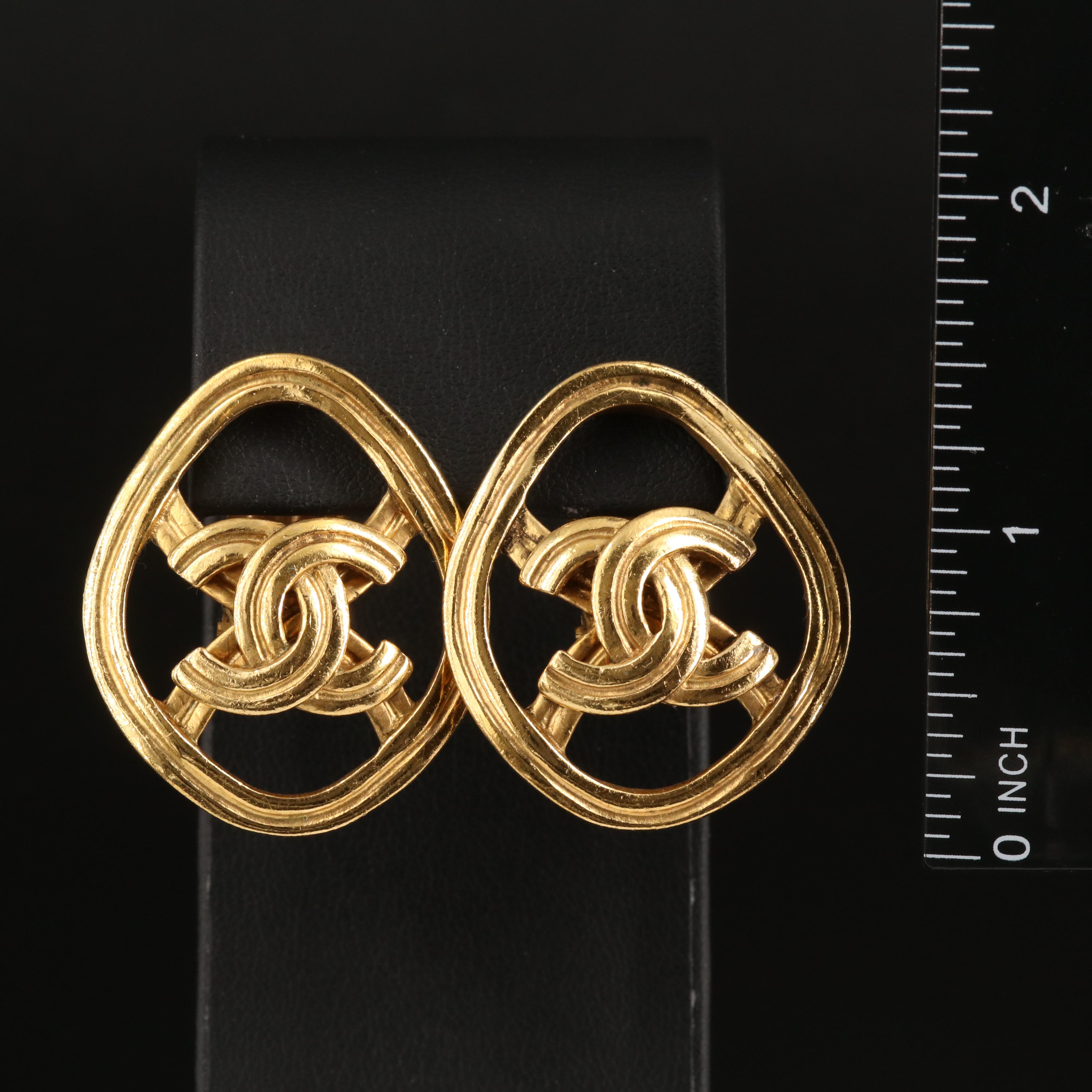 Chanel Large Rhombus Logo Earrings