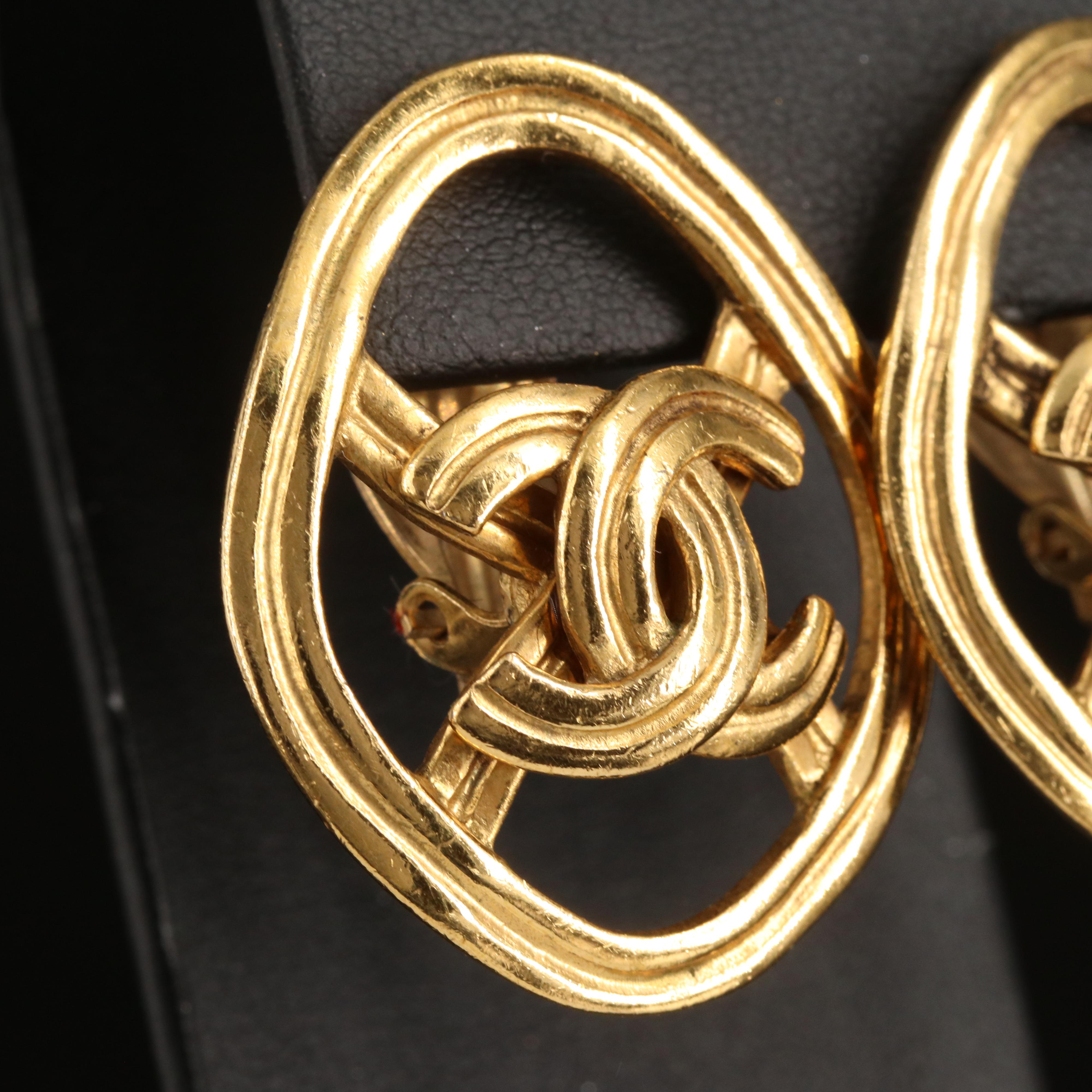 Chanel Large Rhombus Logo Earrings
