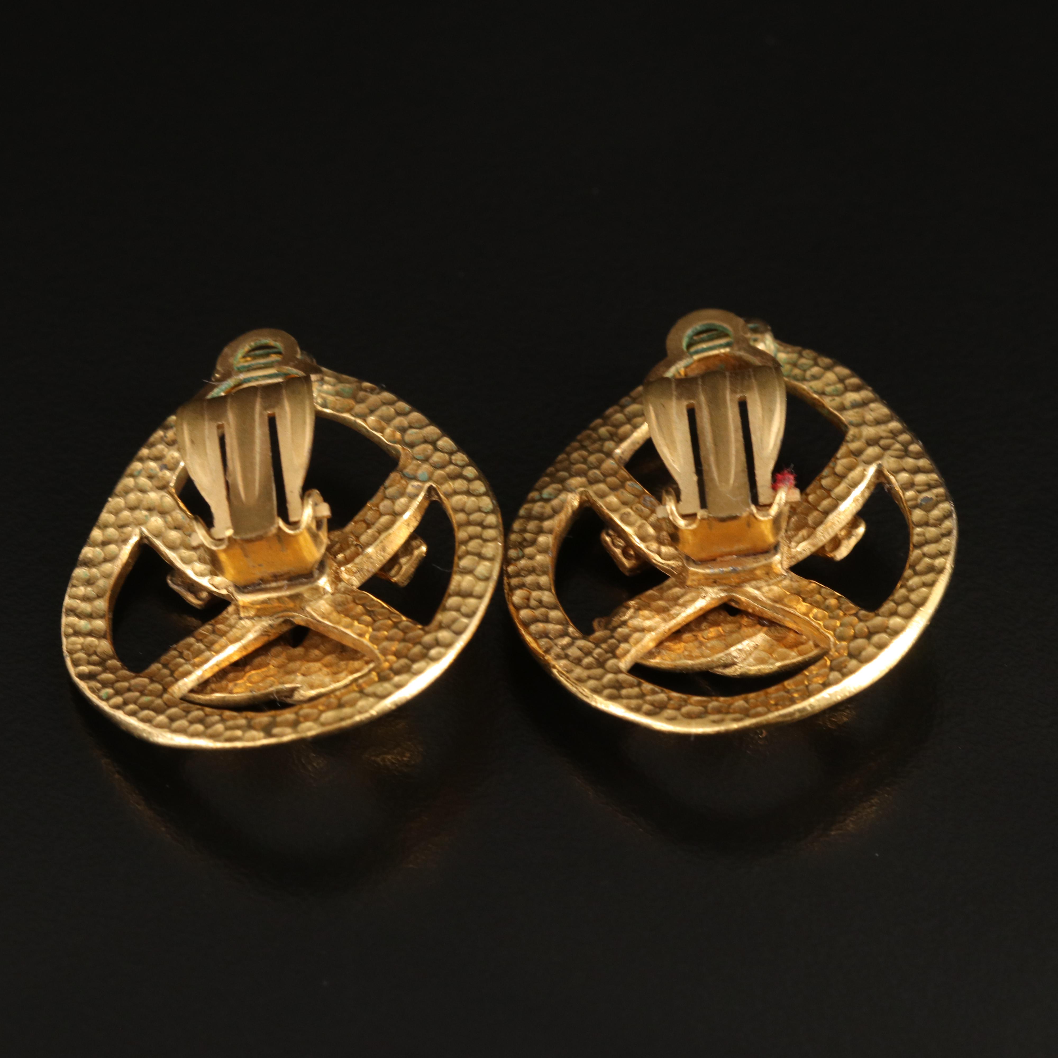 Chanel Large Rhombus Logo Earrings