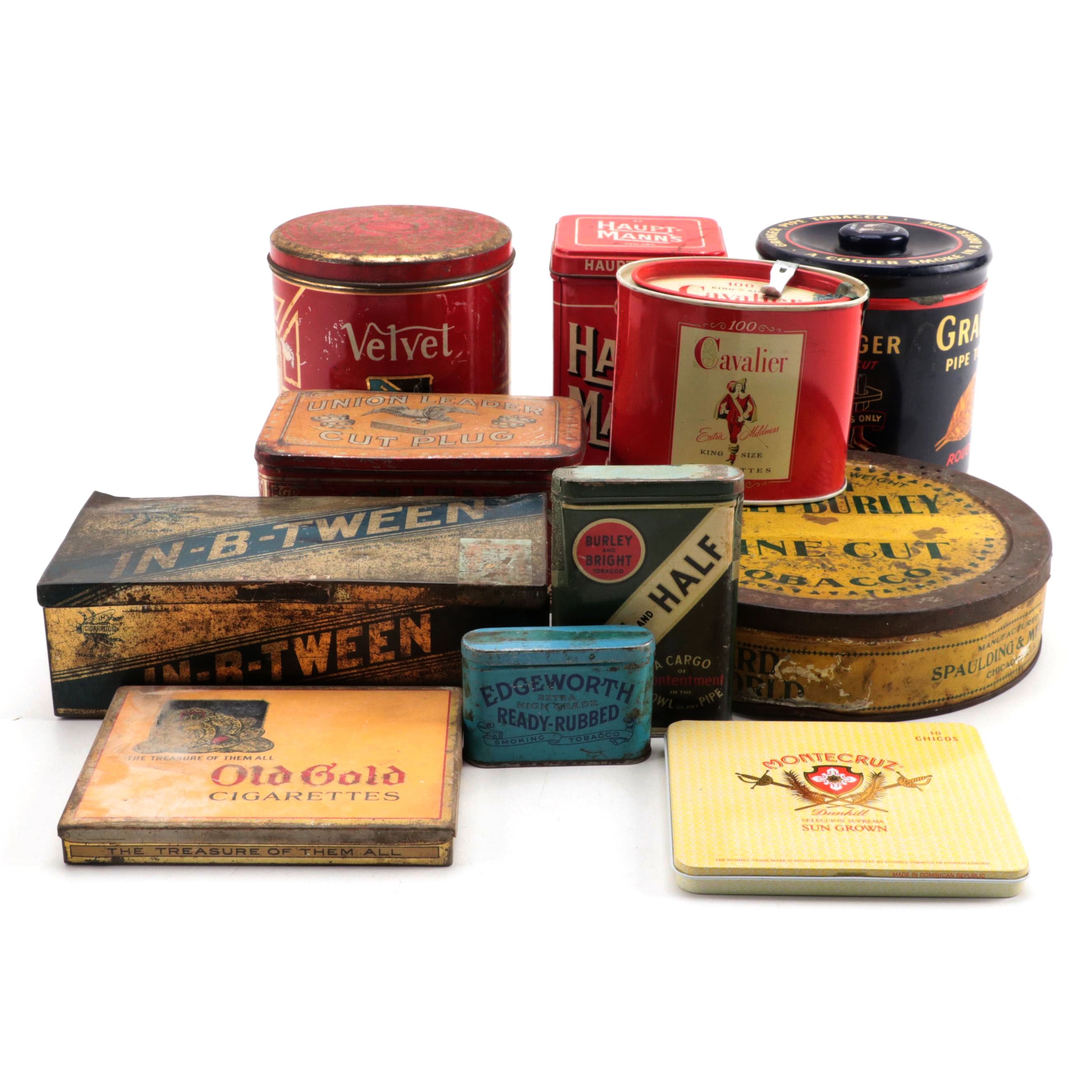 Sweet Burley, Velvet, Granger, Union Leader, Old Gold and Other Tobacco Tins