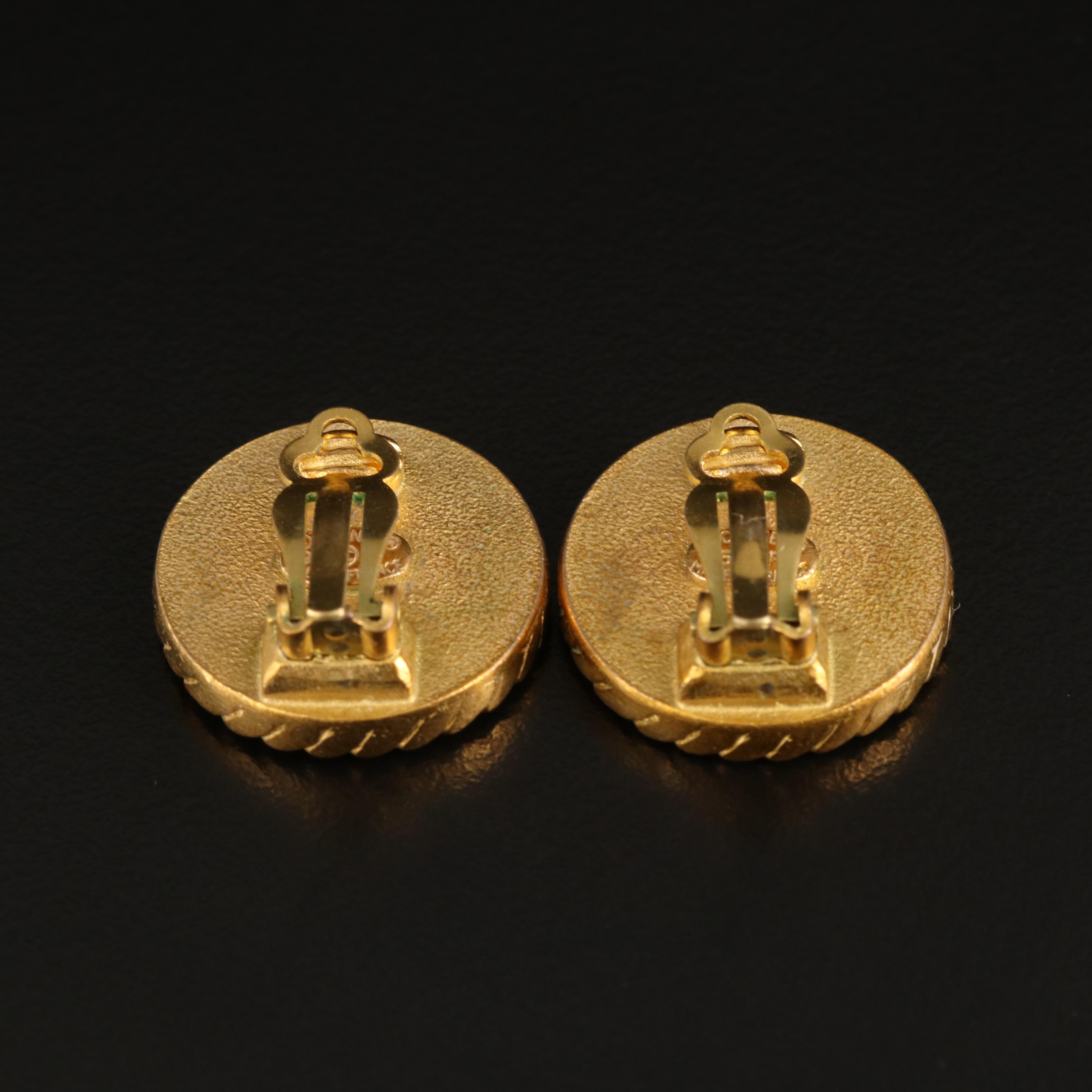 Chanel Glass Button Logo Earrings