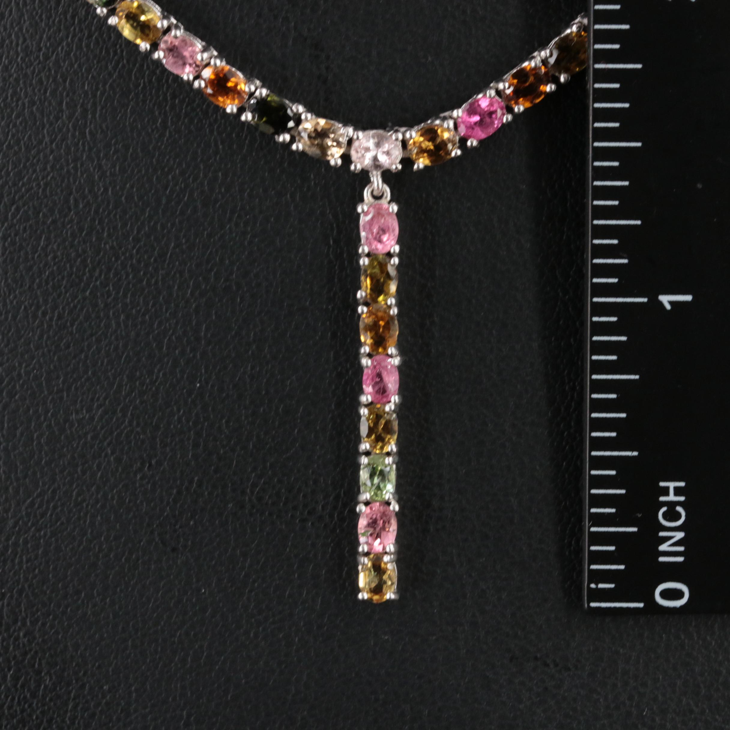 Sterling Tourmaline Y Necklace