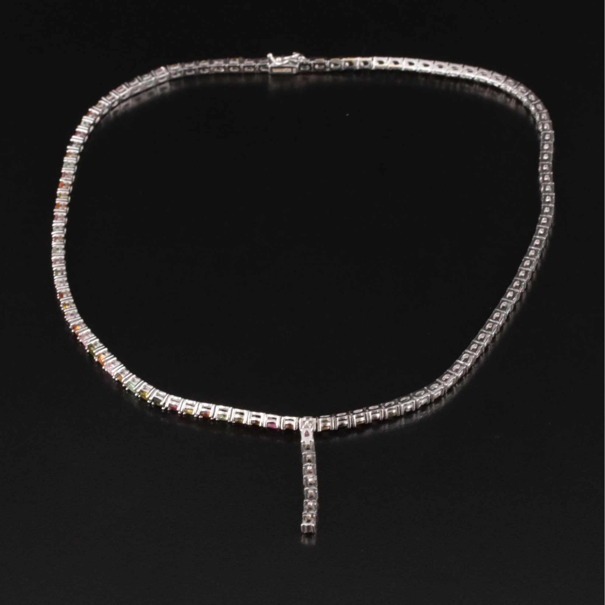 Sterling Tourmaline Y Necklace