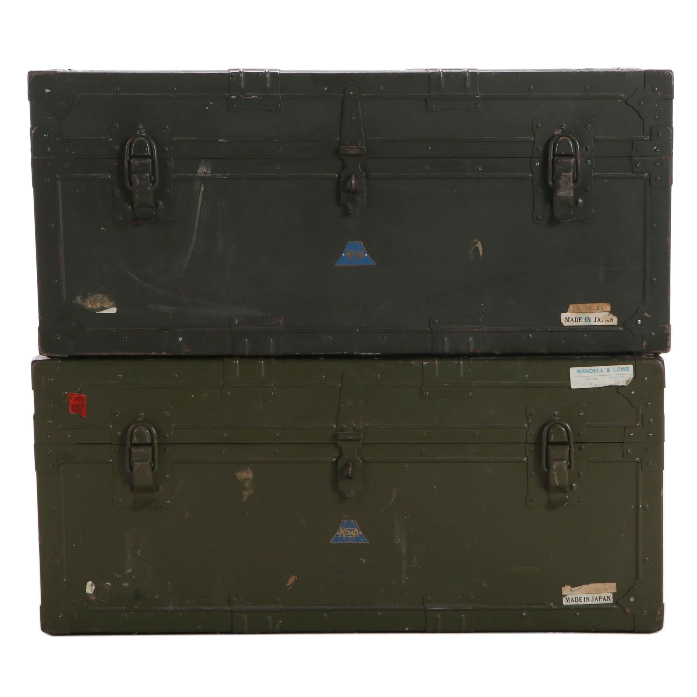 Kowa Industry and Other Military Foot Lockers, Mid-20th Century