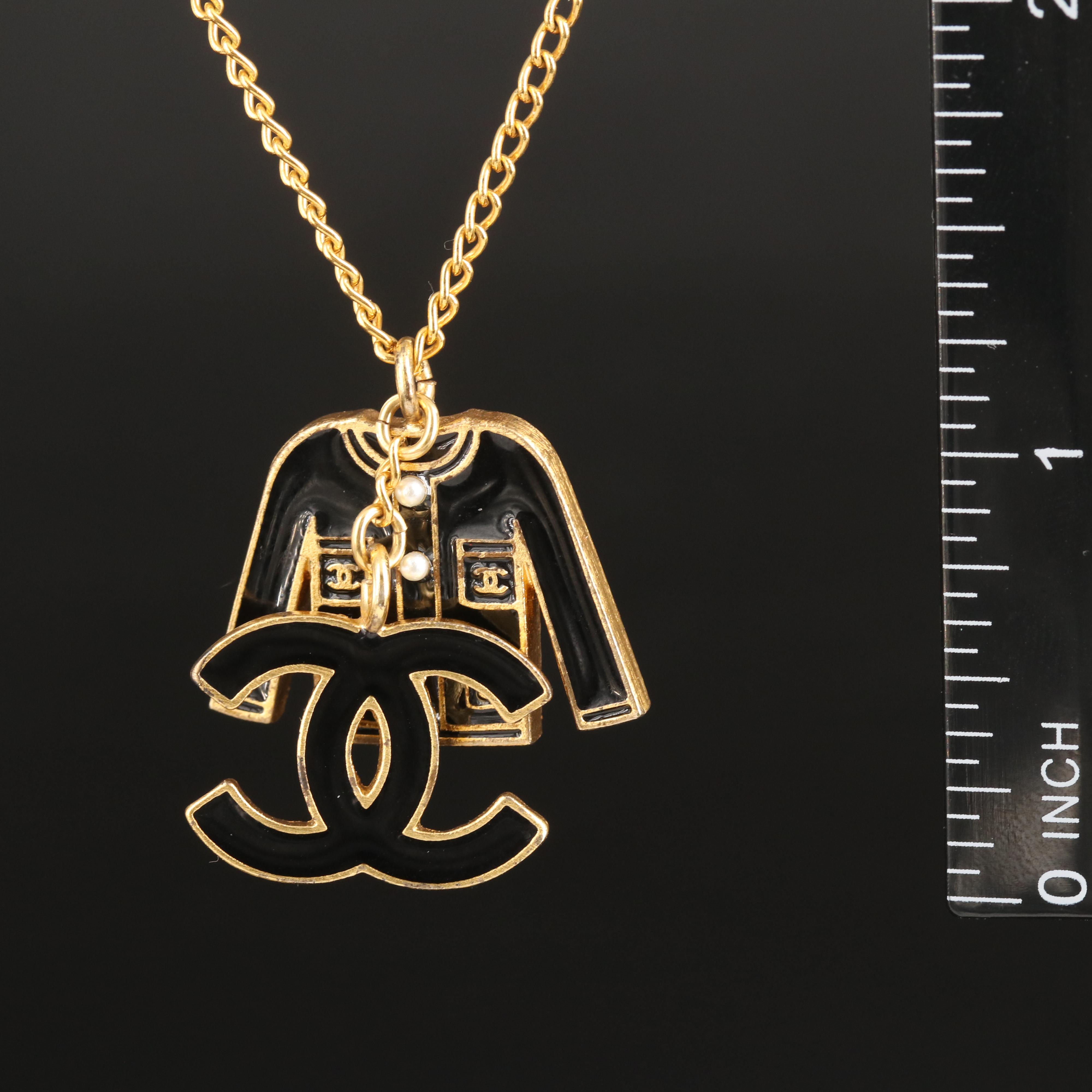 Chanel Enamel and Faux Pearl Charm Necklace