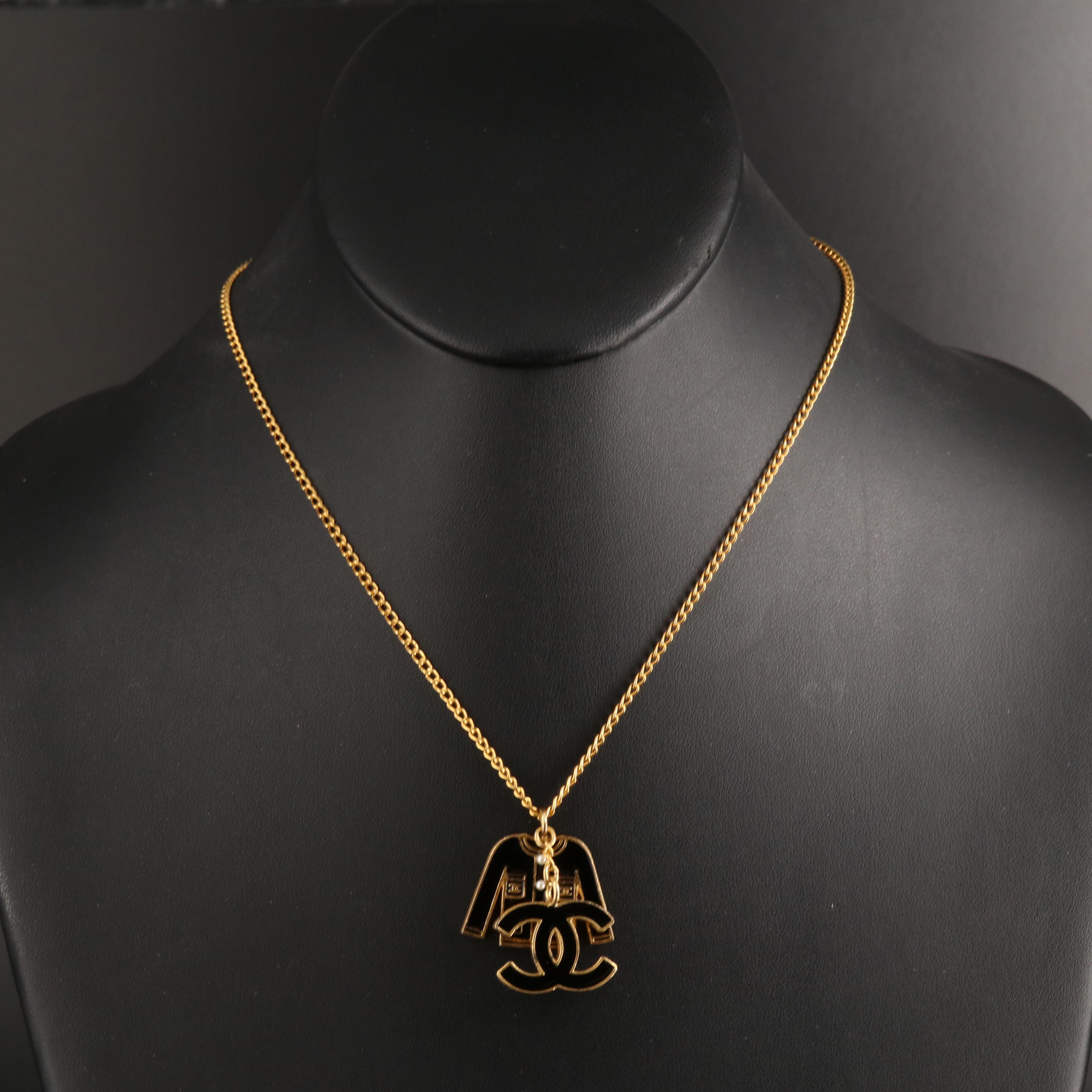 Chanel Enamel and Faux Pearl Charm Necklace