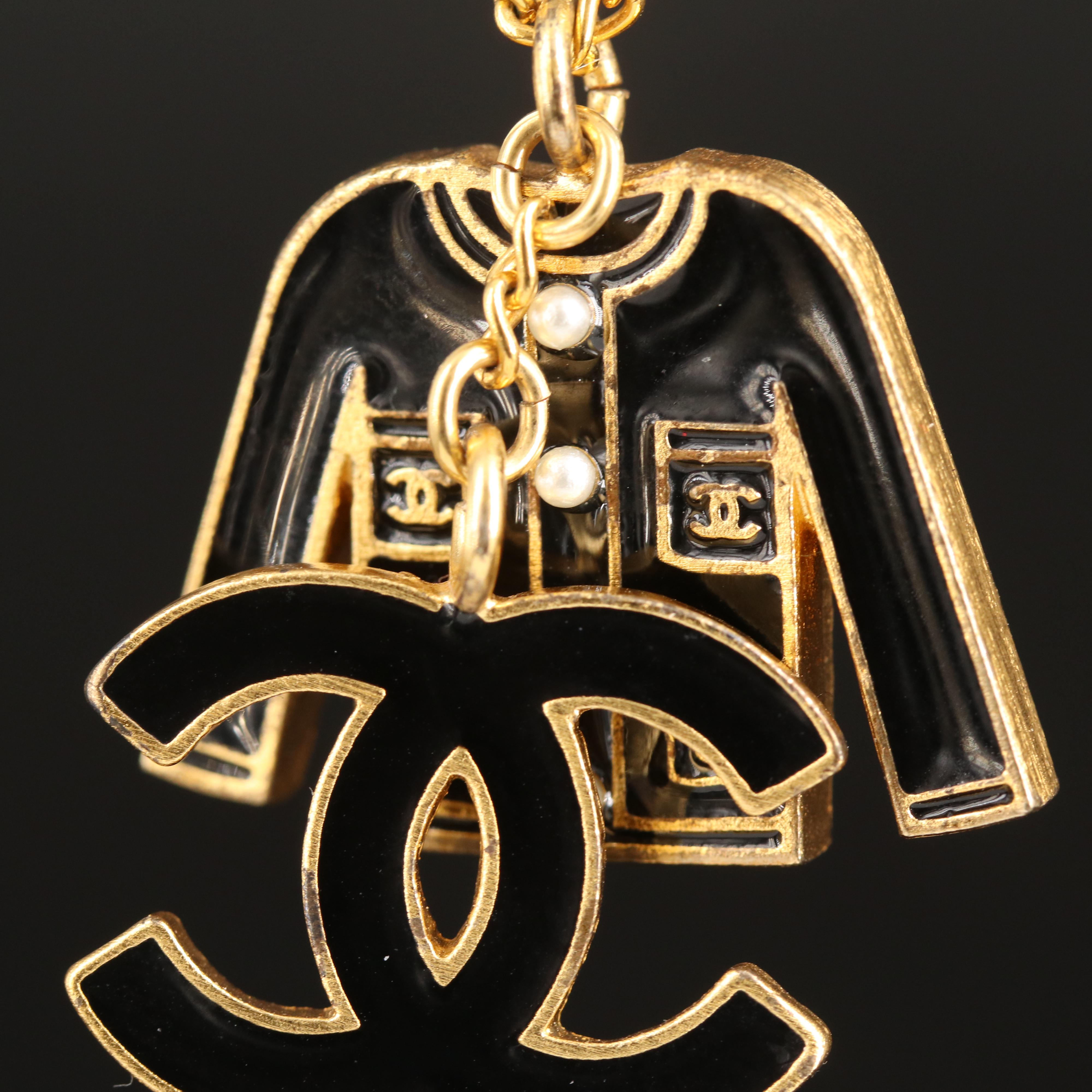 Chanel Enamel and Faux Pearl Charm Necklace