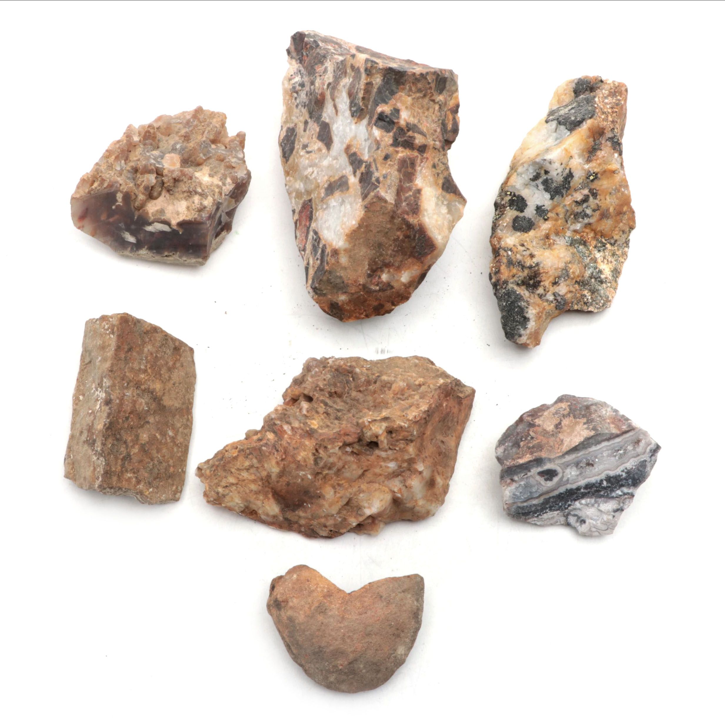 Conglomerate, Quartz, Banded Agate and Other Mineral Specimens