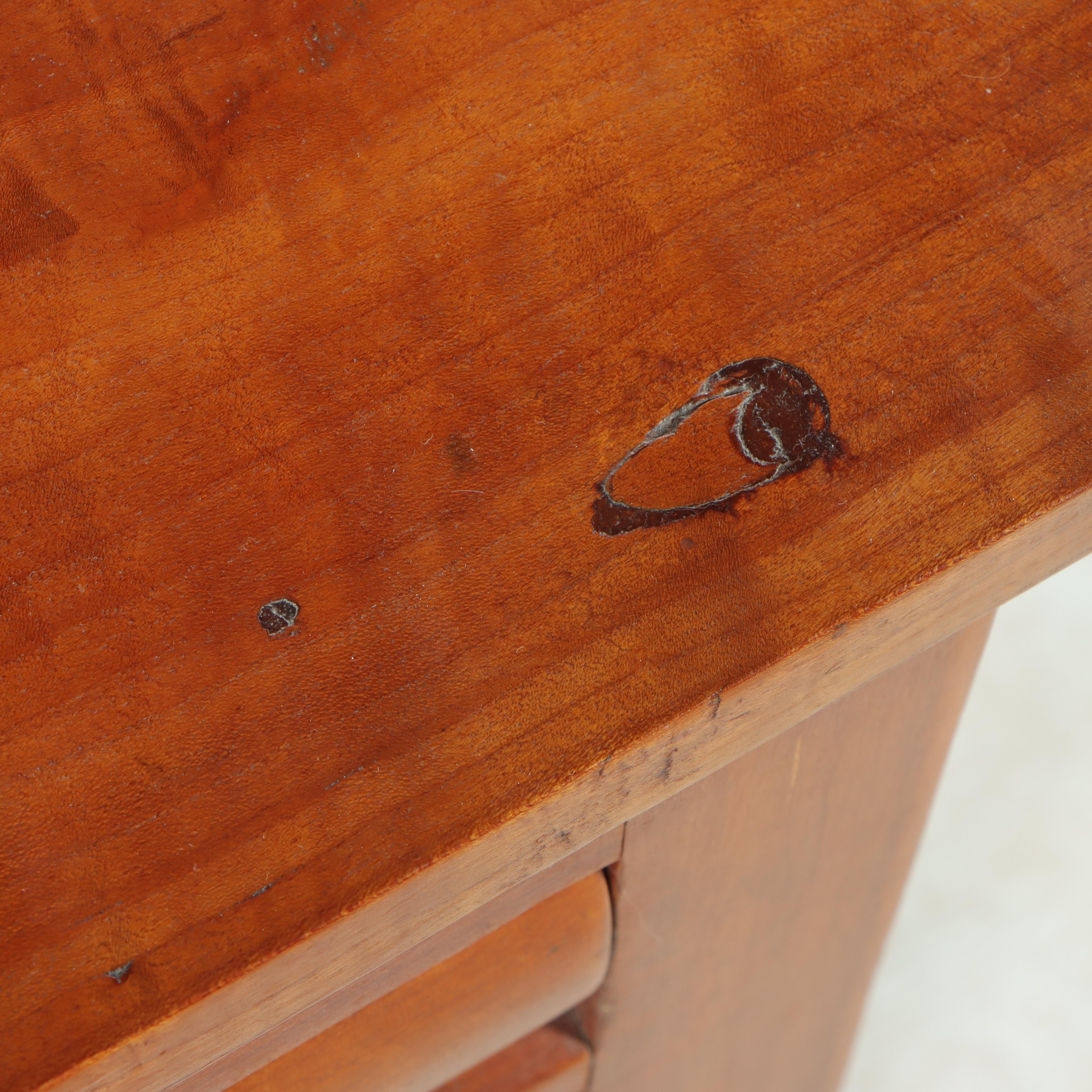 American Empire Cherrywood Two-Drawer Side Table, Mid-19th Century