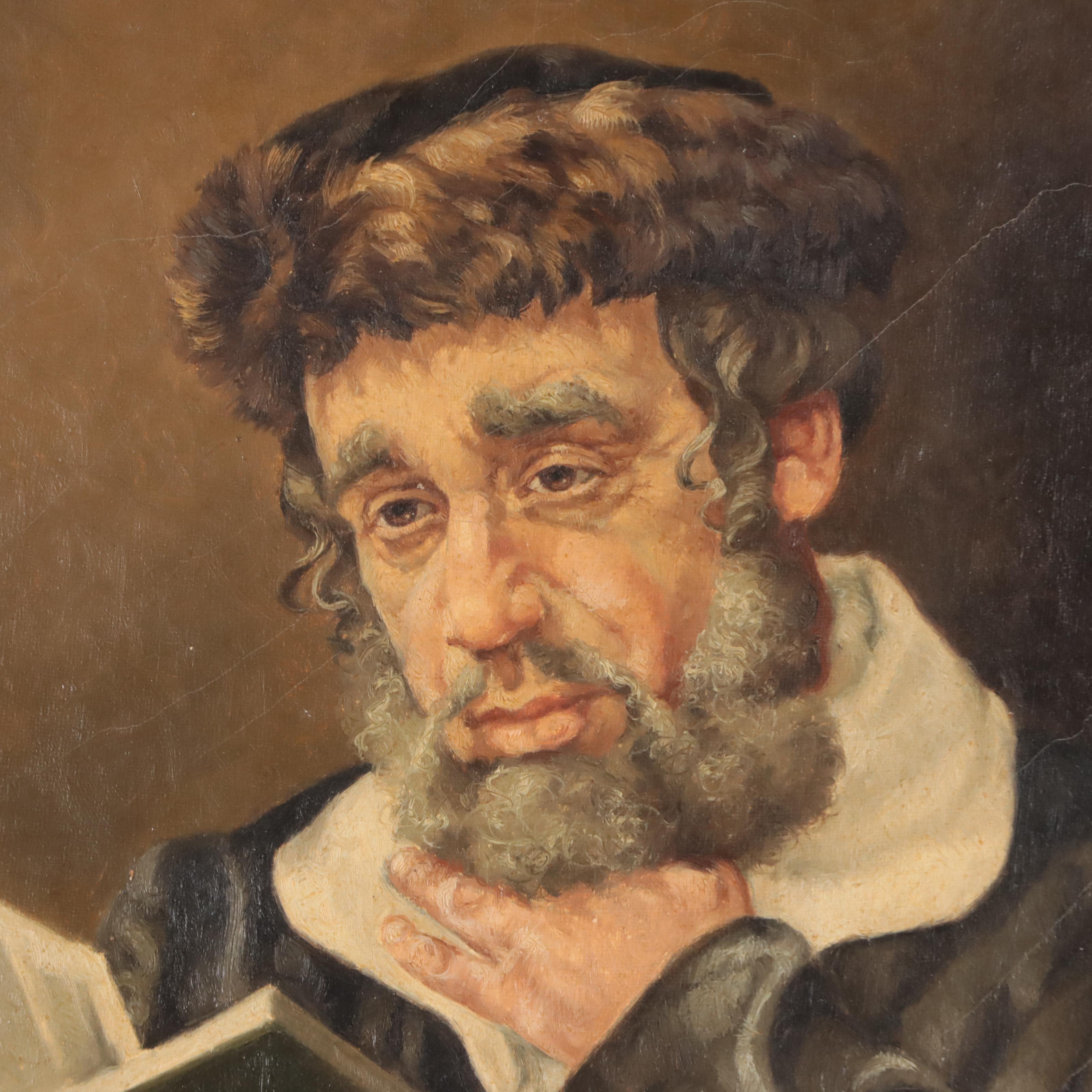 Portrait Oil Painting of Man With Book