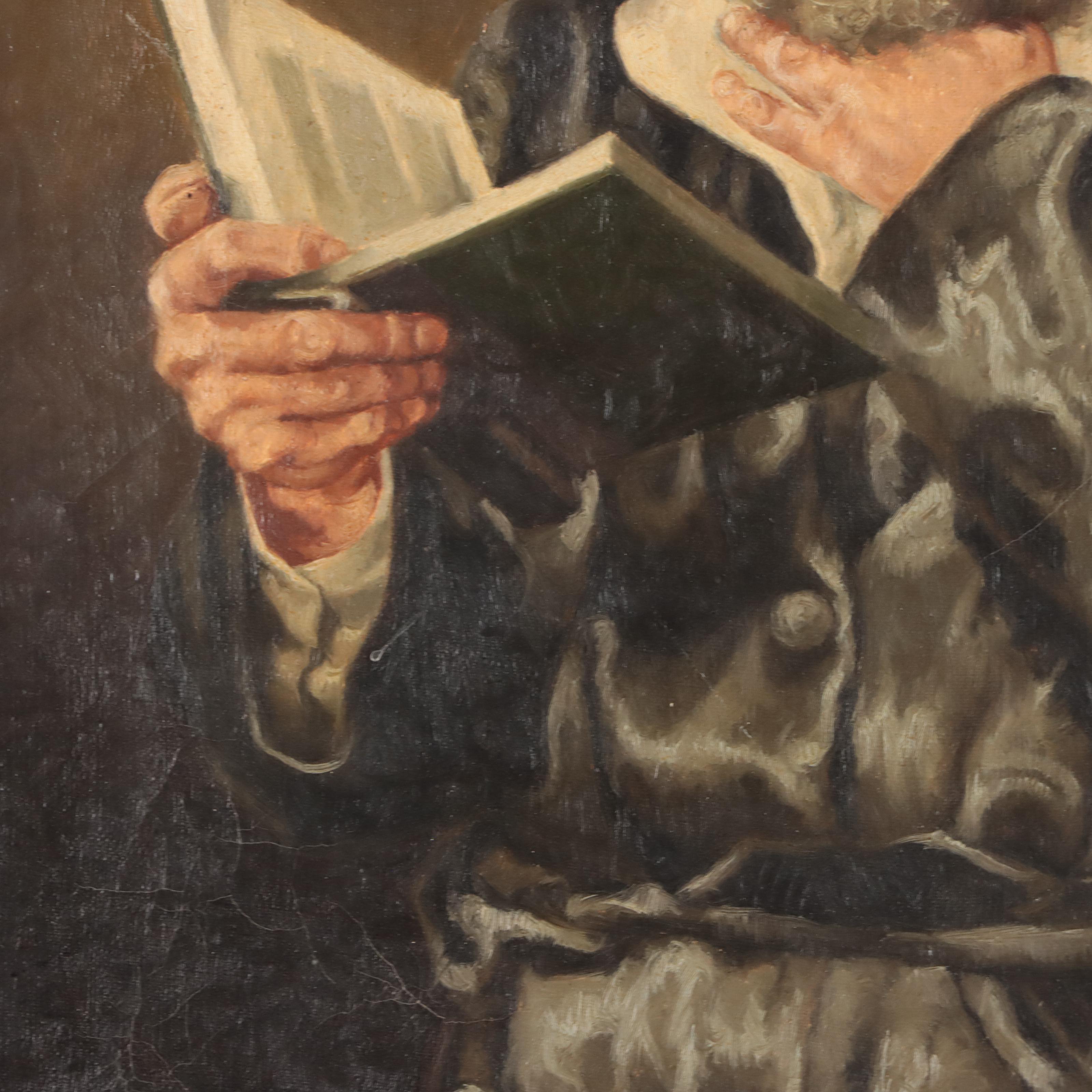 Portrait Oil Painting of Man With Book