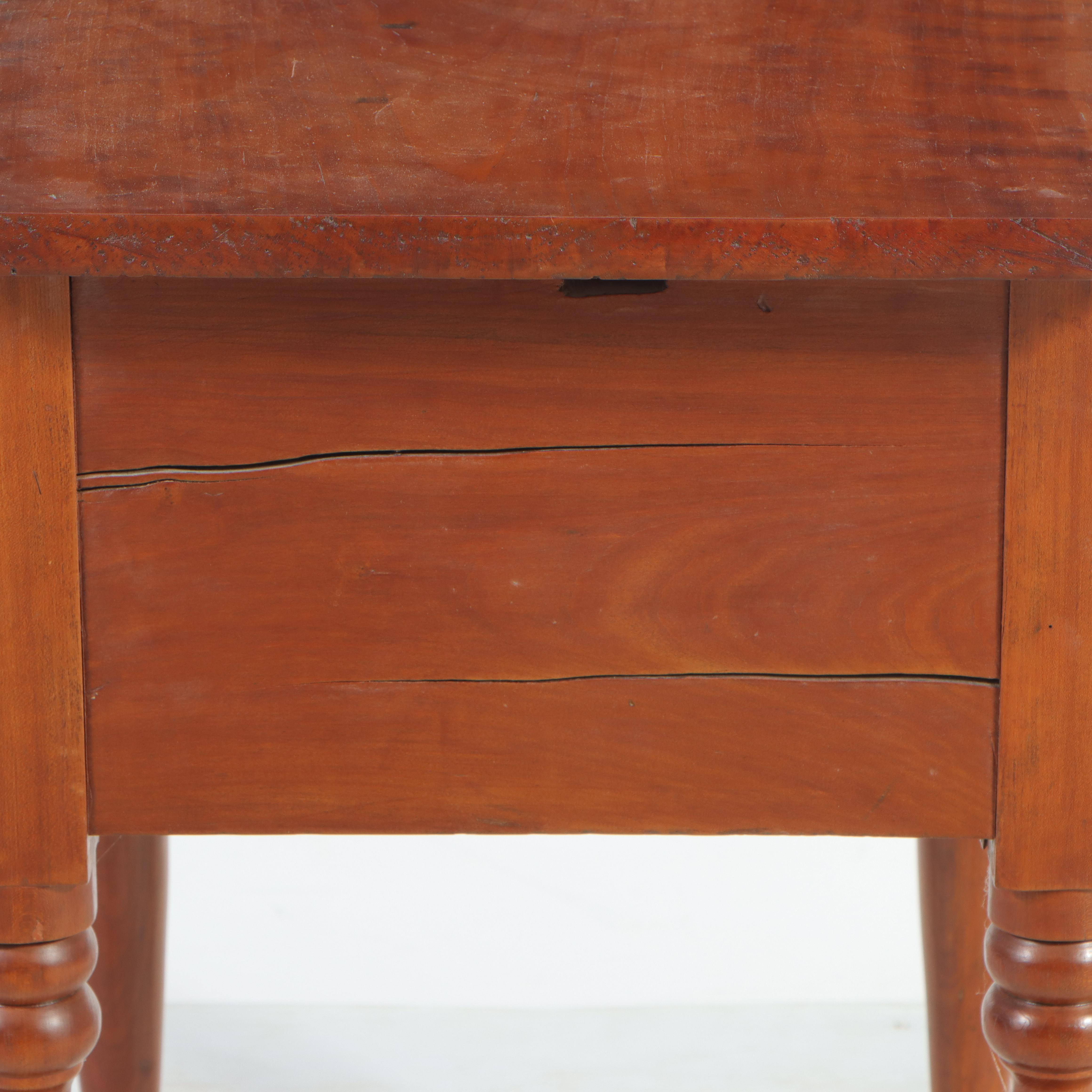 American Empire Cherrywood Two-Drawer Side Table, Mid-19th Century