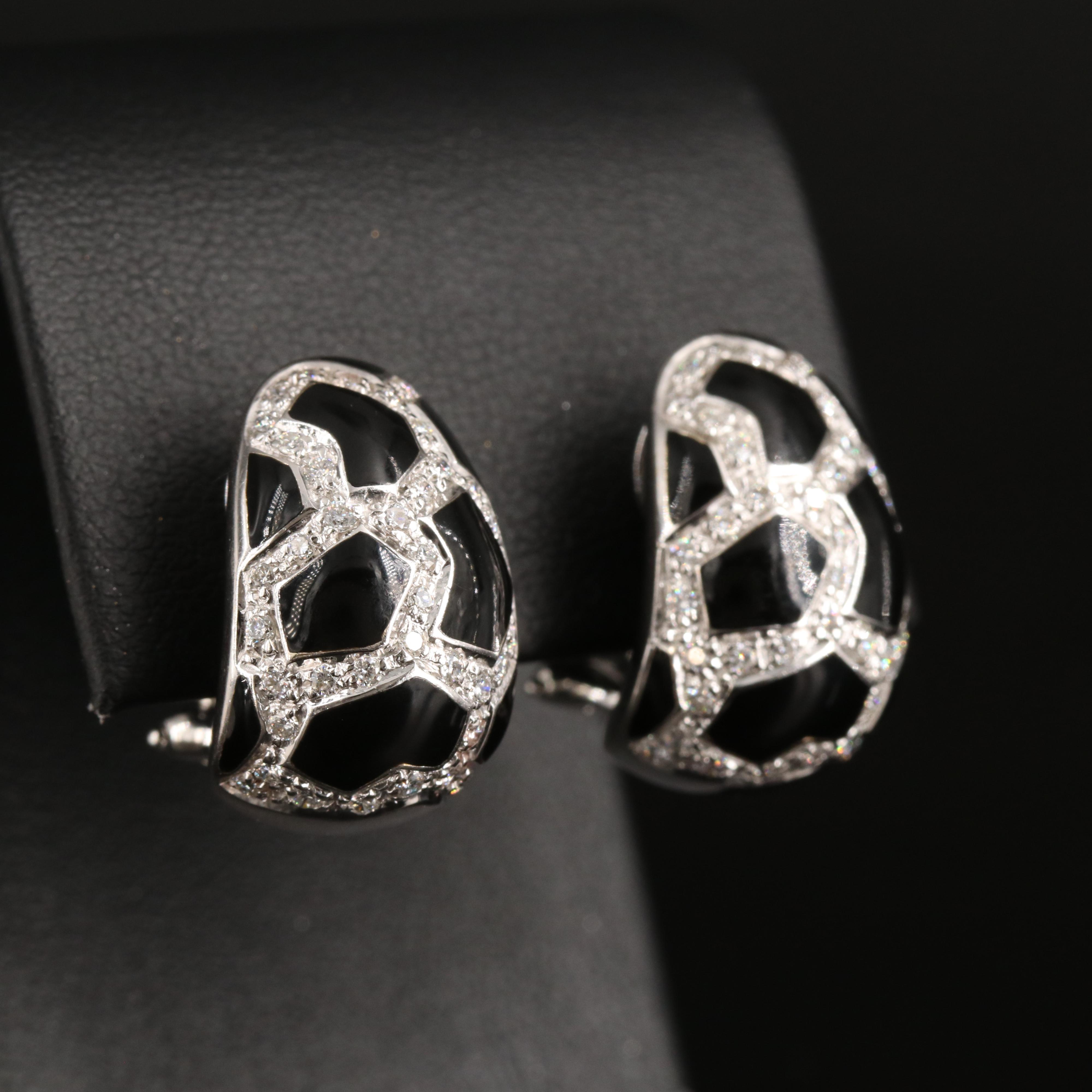 Roberto Coin 18K Diamond and Enamel Earrings