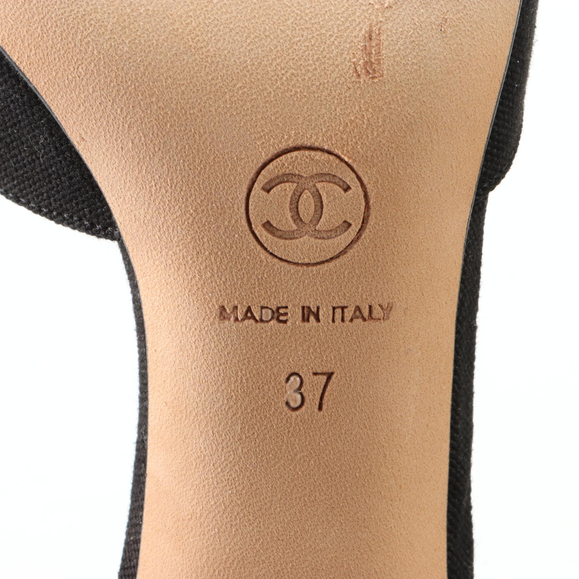 Chanel d'Orsay Pumps with Camellia Heel in Faille and Patent Leather