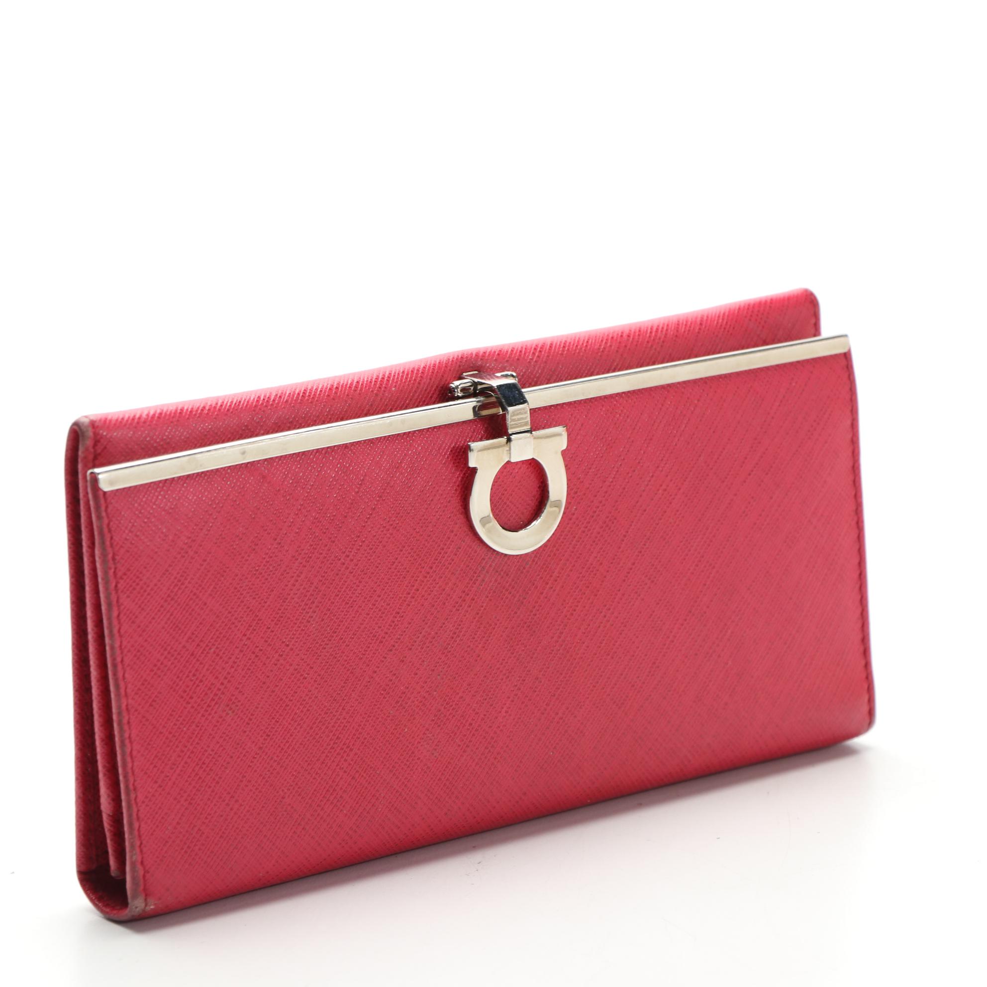 Salvatore Ferragamo Gancini Wallet in Saffiano Leather with Box