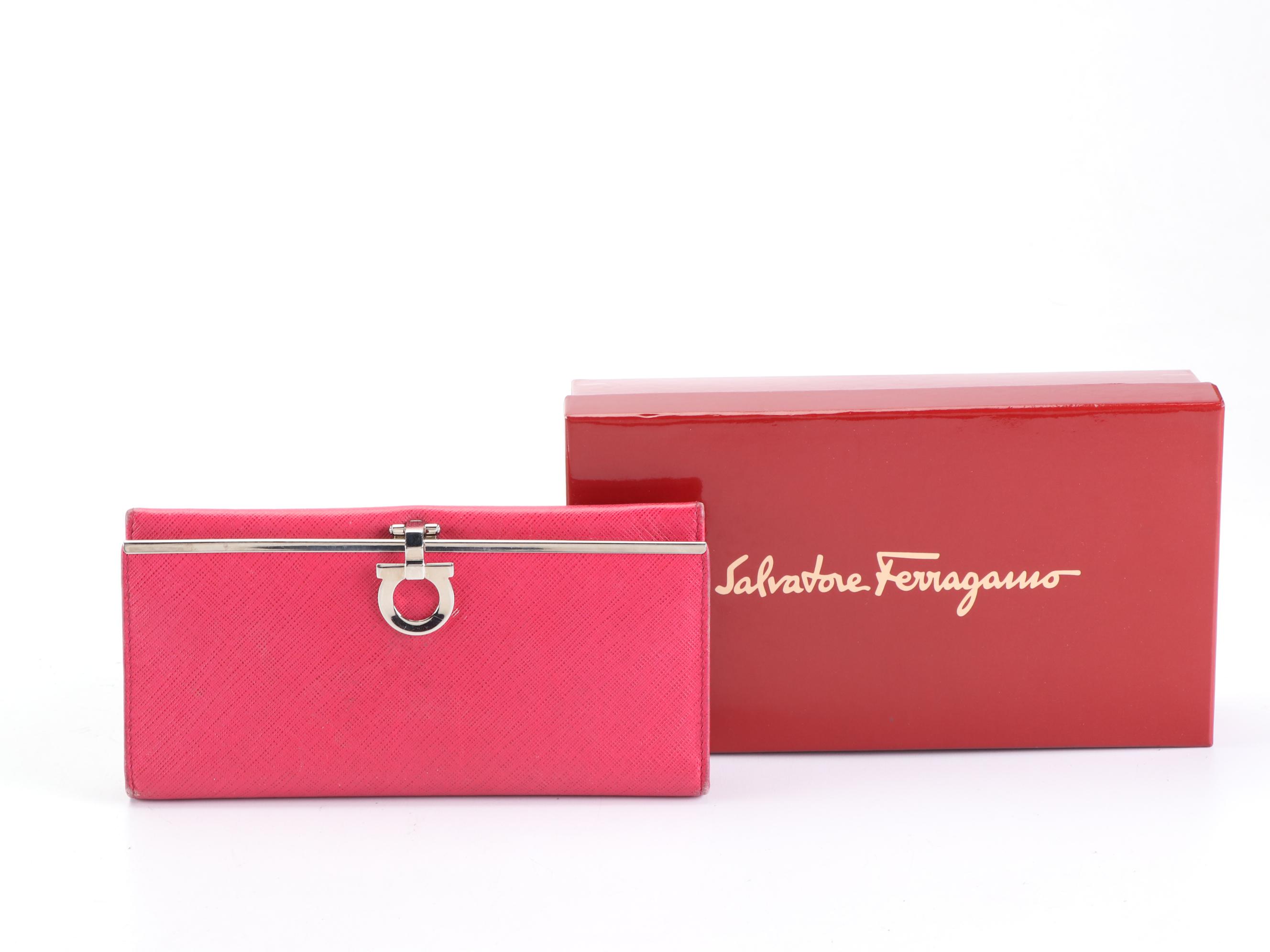 Salvatore Ferragamo Gancini Wallet in Saffiano Leather with Box