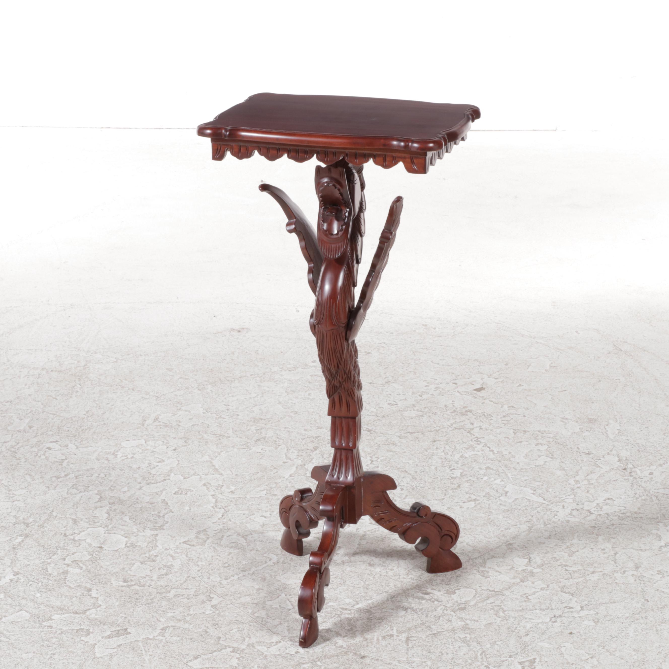 Indonesian Carved Hardwood Figural Pedestal