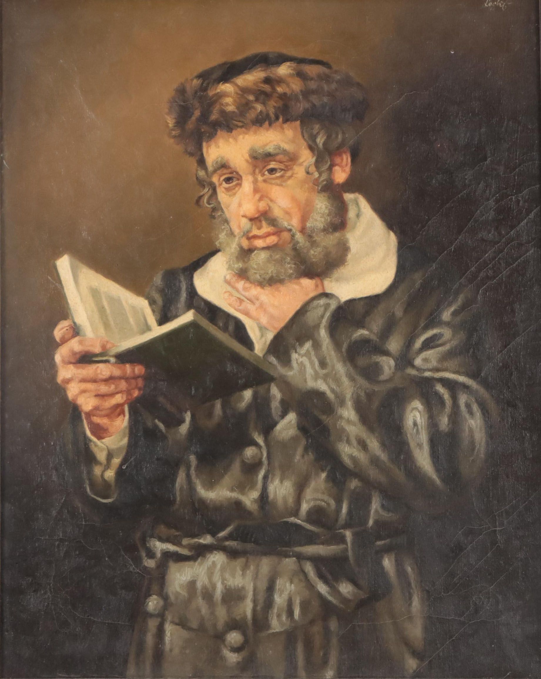 Portrait Oil Painting of Man With Book