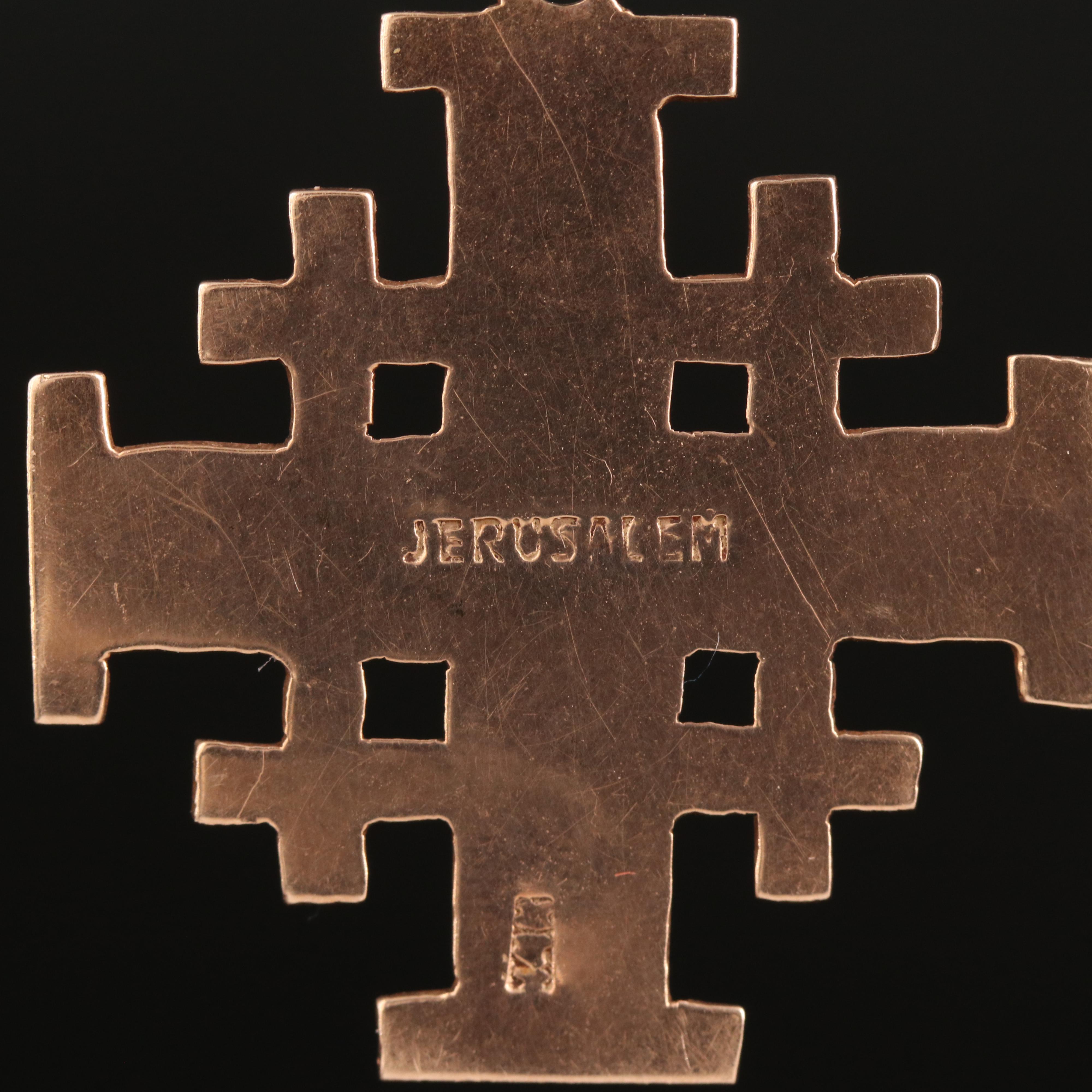 14K Rose Gold Jerusalem Cross Pendant