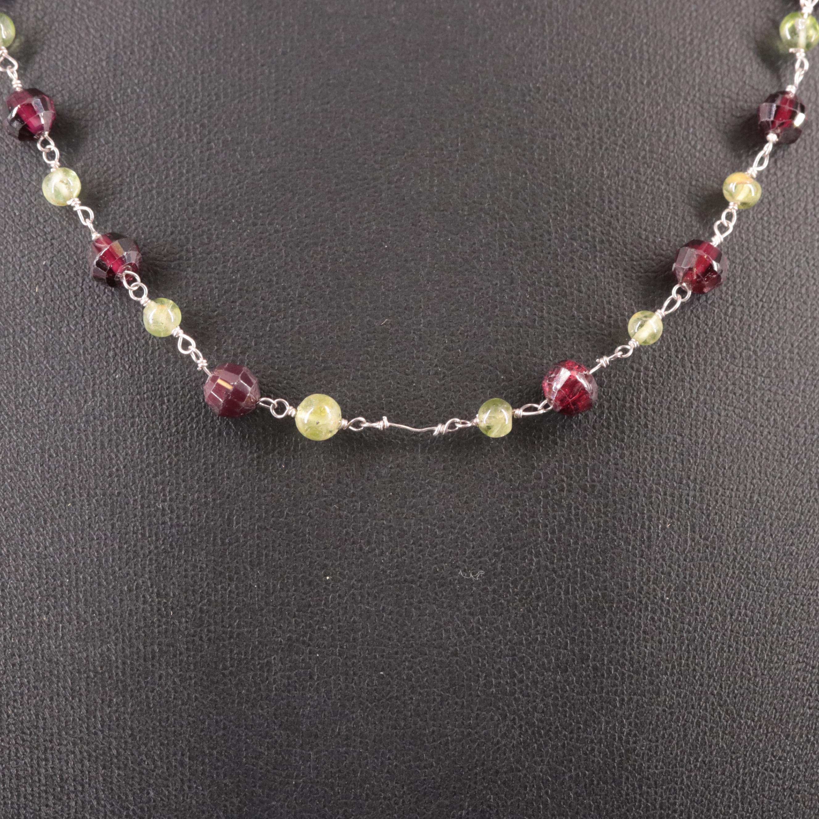 Sterling Garnet and Peridot Necklace