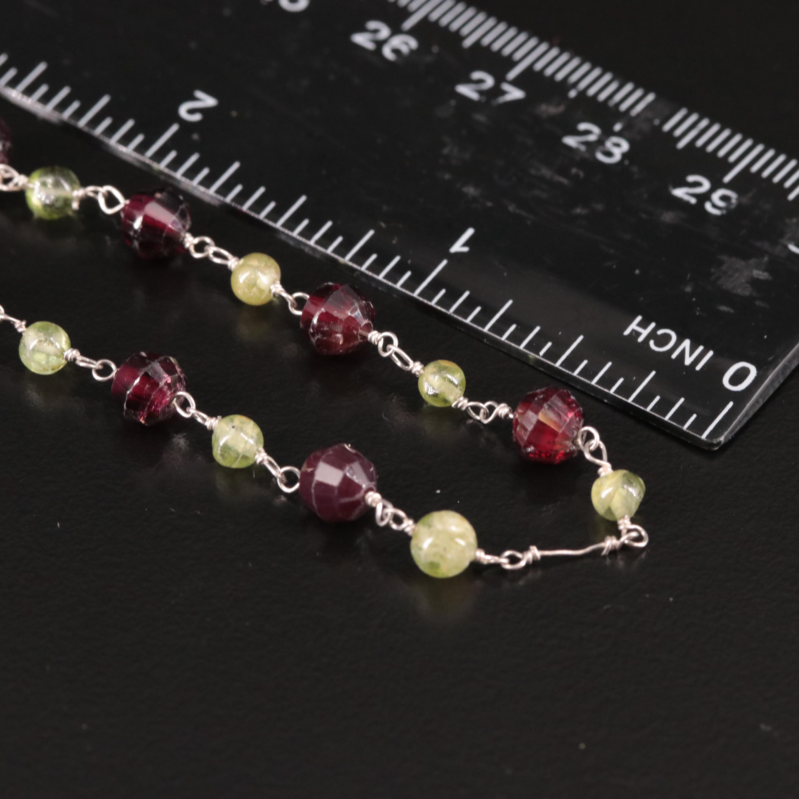Sterling Garnet and Peridot Necklace