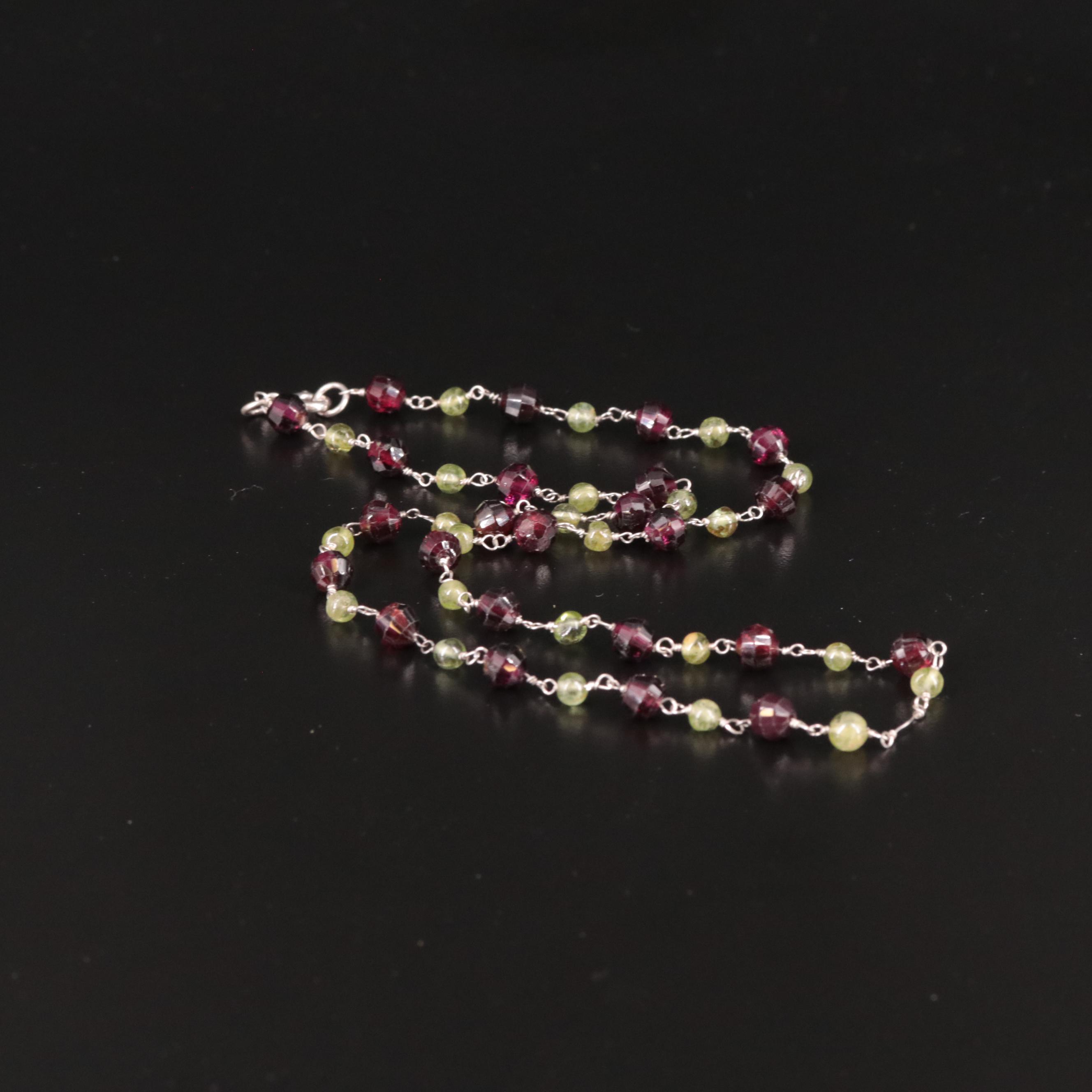 Sterling Garnet and Peridot Necklace
